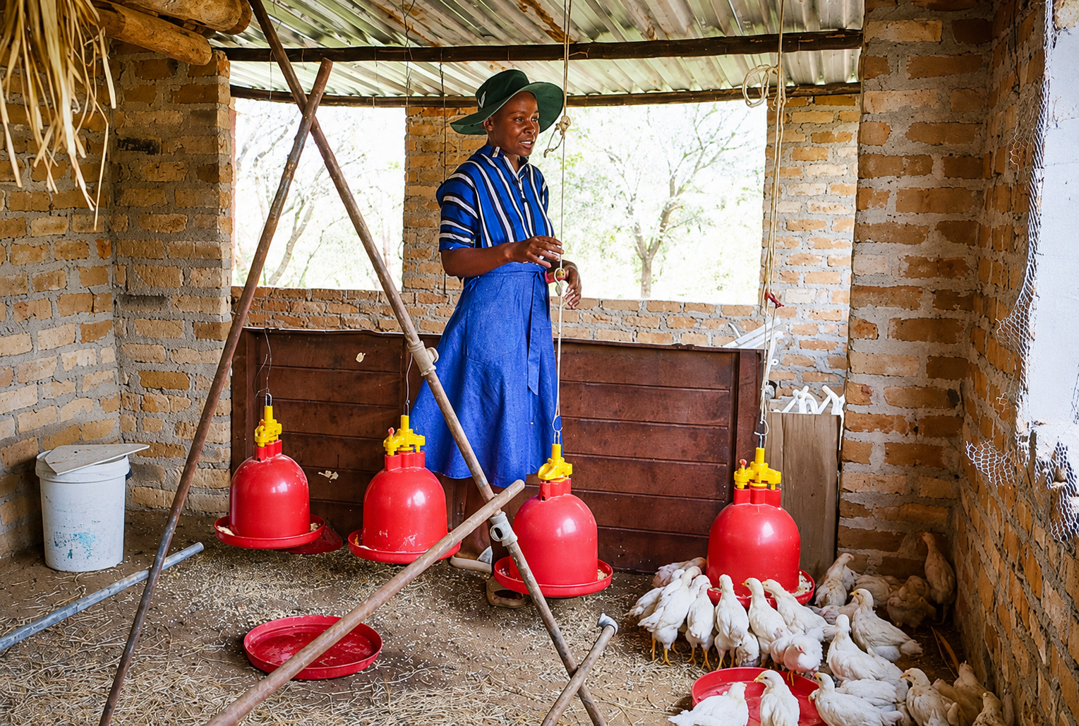 PLANNING FOR THE FUTURE: Martha with her chickens in Mangwe, Zimbabwe
