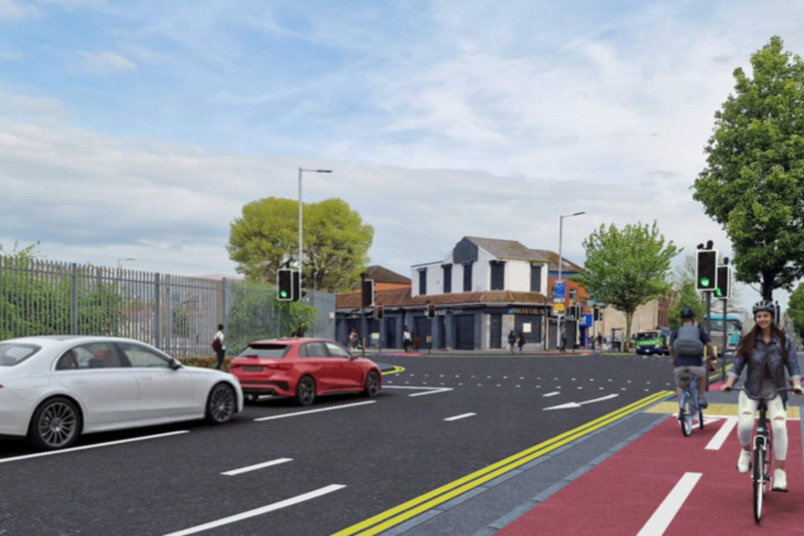 CYCLE LANES: A computer image of the proposed cycle lane at the York Street/Limestone Road junction