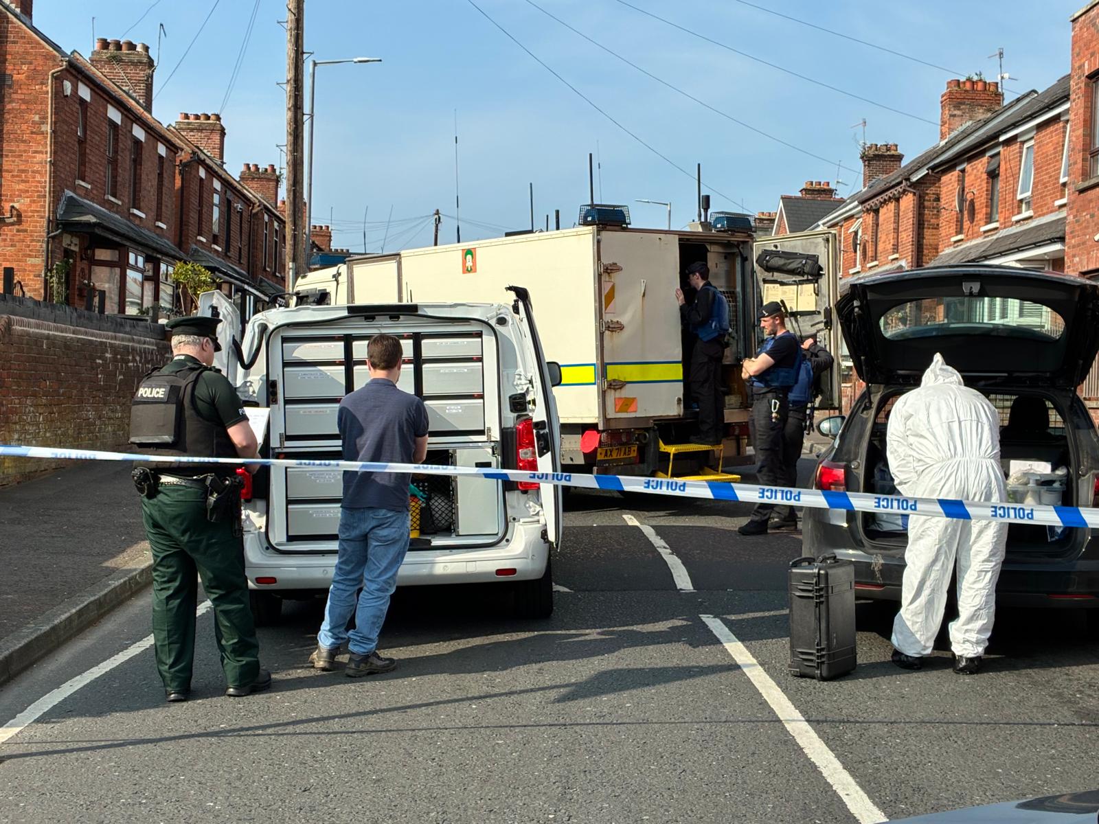 ARREST: Rosapenna Parade was cordoned off yesterday during searches