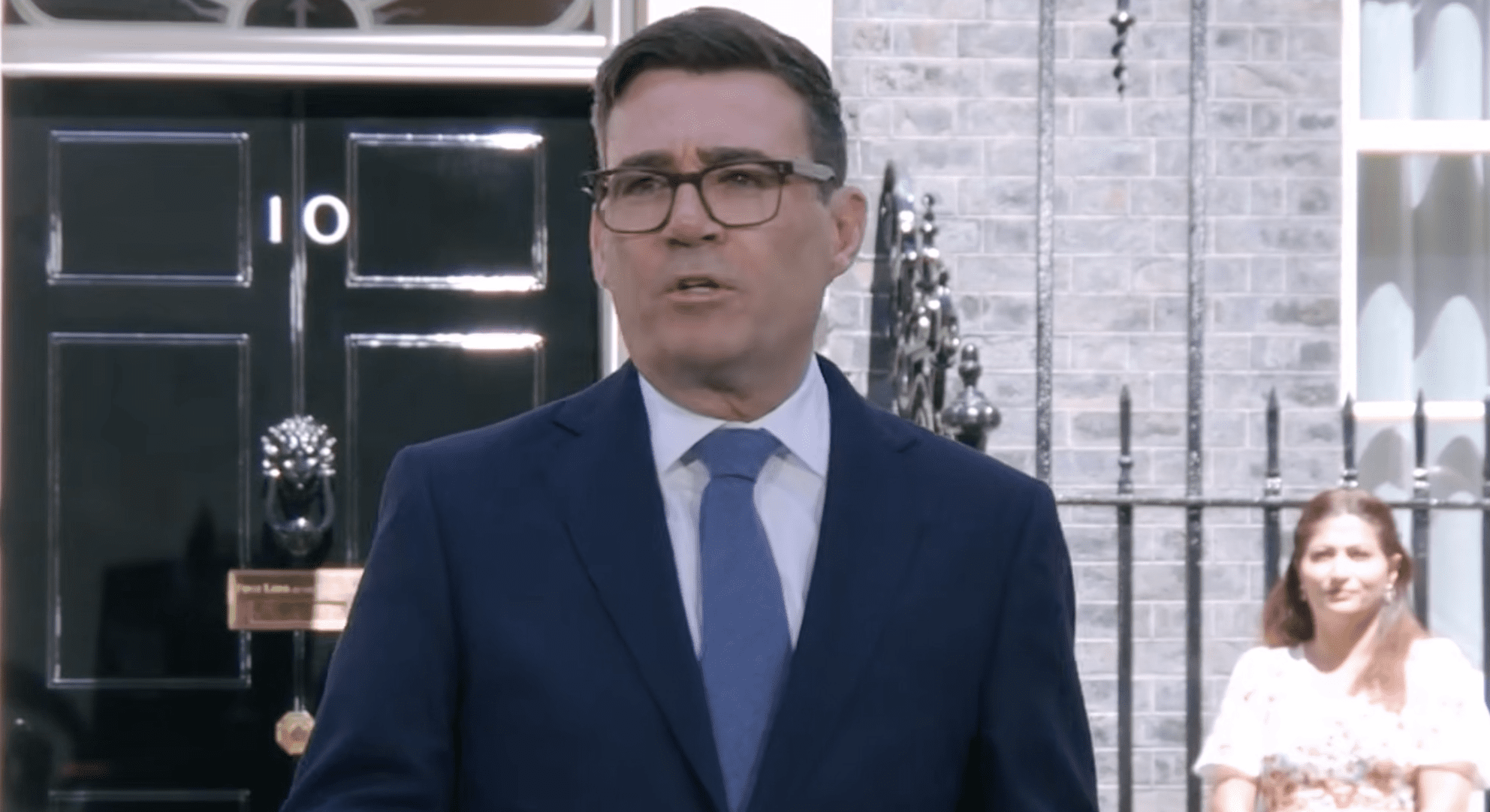 PRIORITIES LIE ELSEWHERE: New British PM Andy Burnham speaking outside Downing Street after his appointment