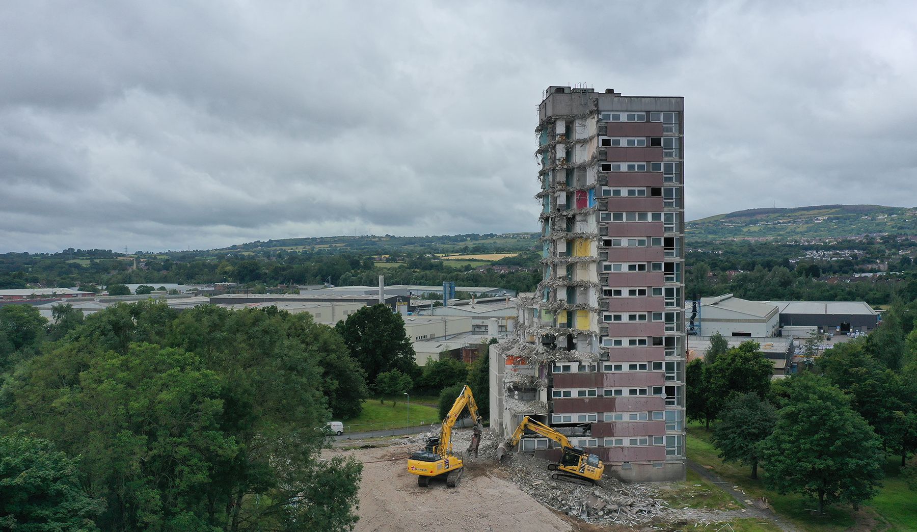 END OF AN ERA: Workers at the site on Friday