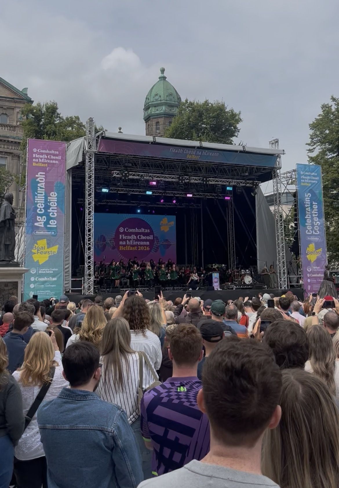 OPENING CEREMONY: Thousands packed into the centre of Belfast for the opening ceremony of Fleadh 2026