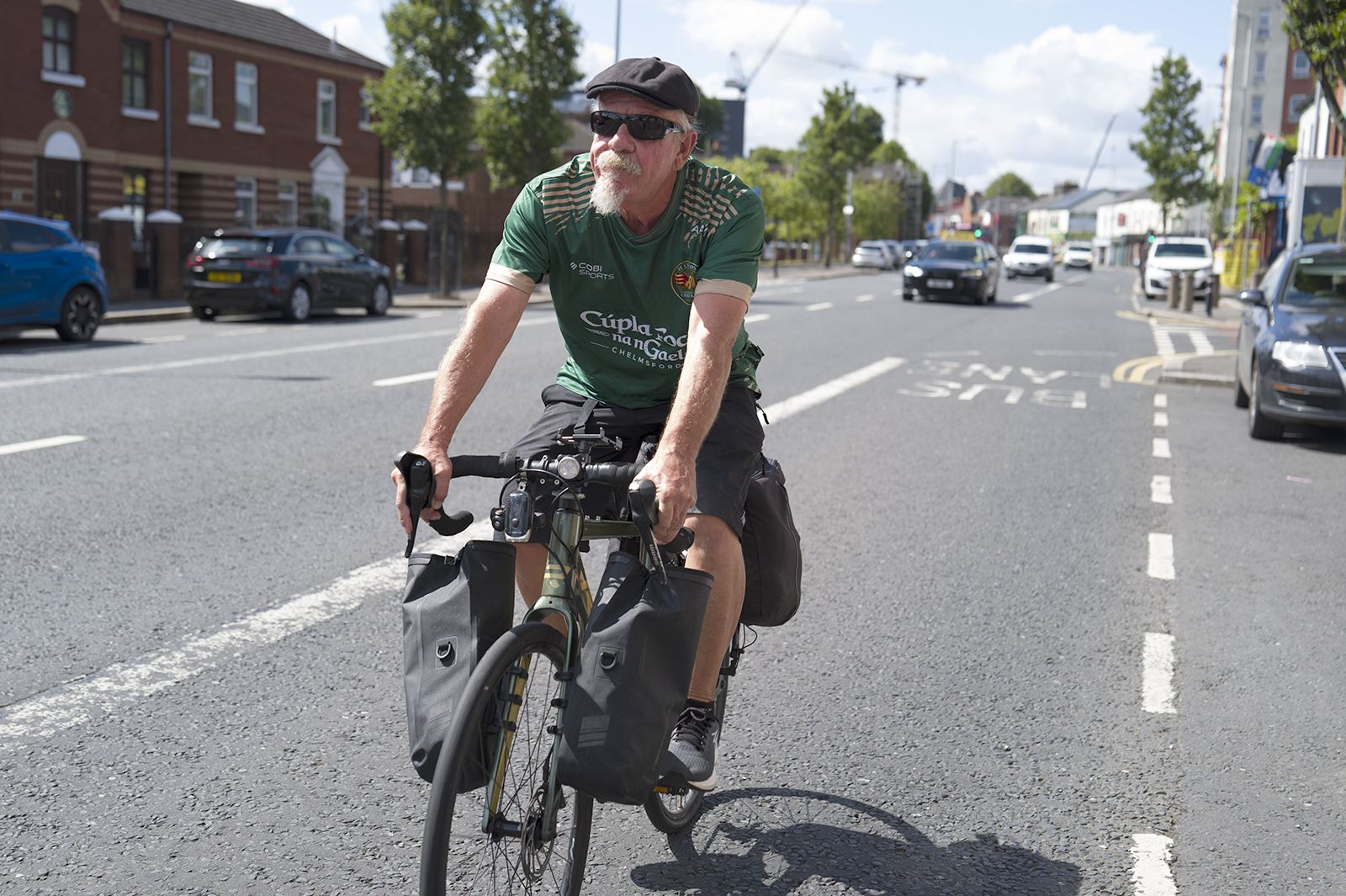 MAN ON A MISSION: Aidan Spence was back home in West Belfast as part of his cycle around Ireland