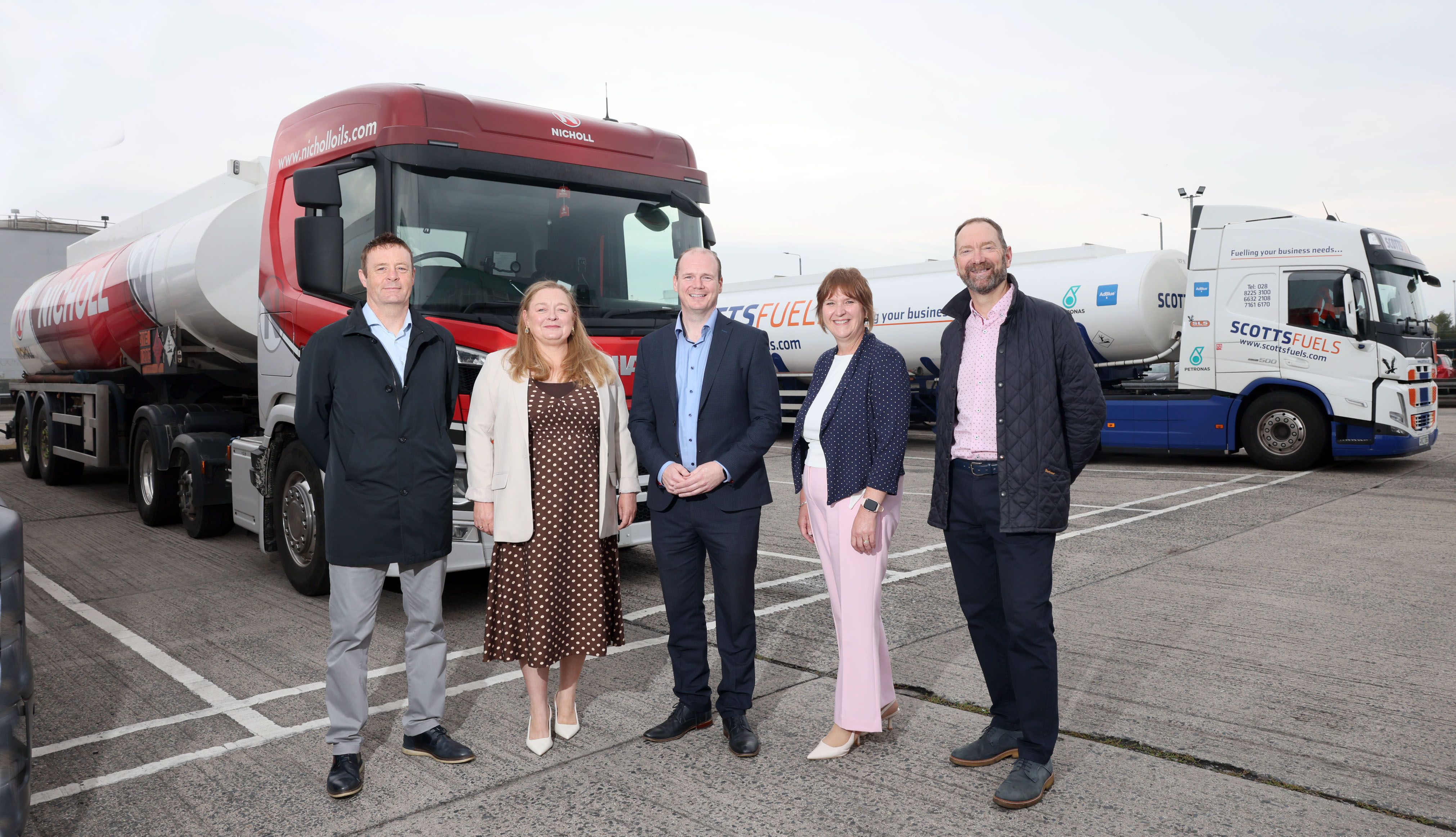 SUPPORT: Raymond Gormley, Consumer Council for Northern Ireland, Fiona Magee, Advice NI, Communities Minister Gordon Lyons, Nicole Lappin, Chair NIHE and David Blevings, Northern Ireland Oil Federation