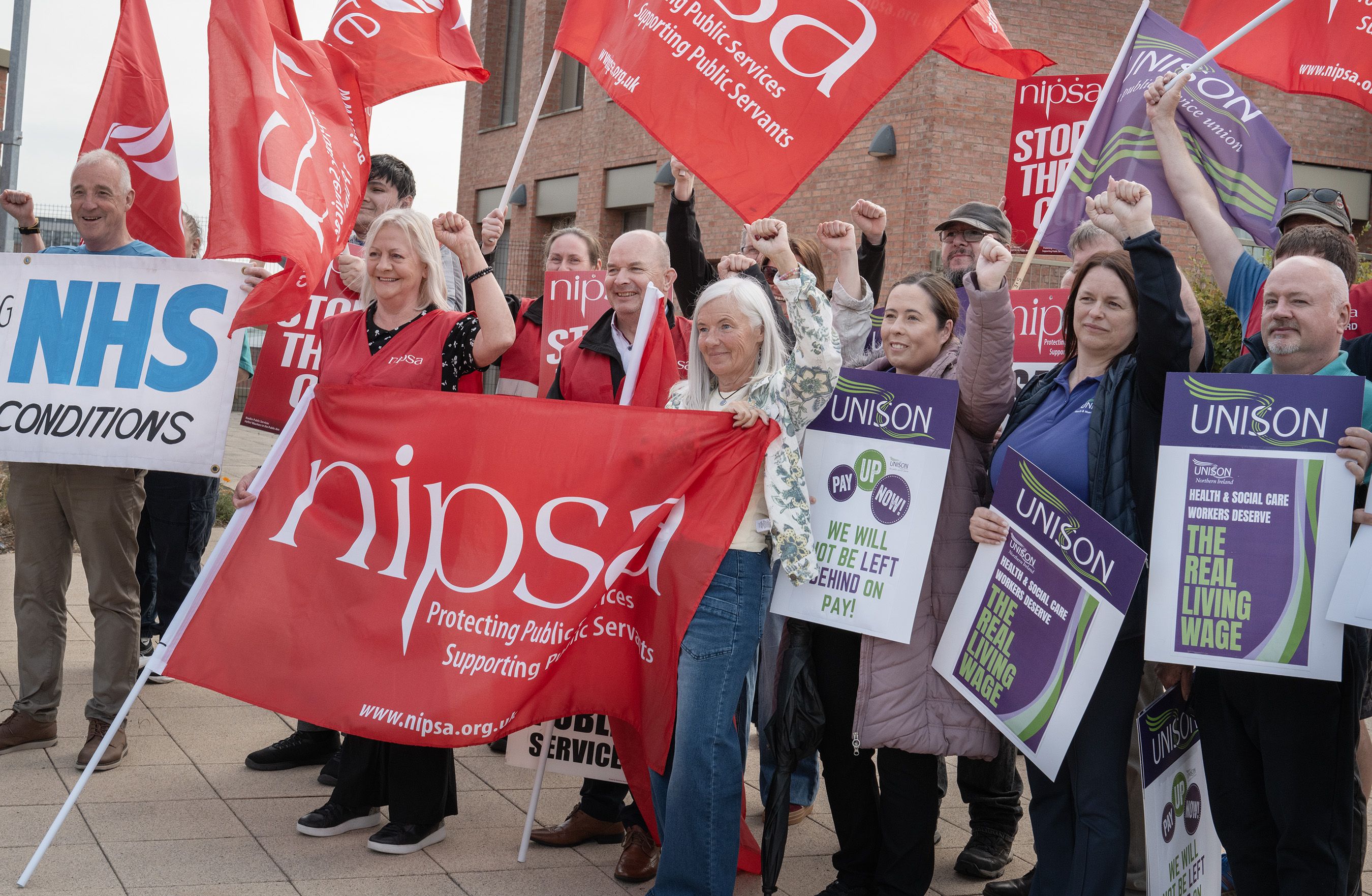 NO TO CUTS: Trade unions joined forces at the RVH on Thursday morning