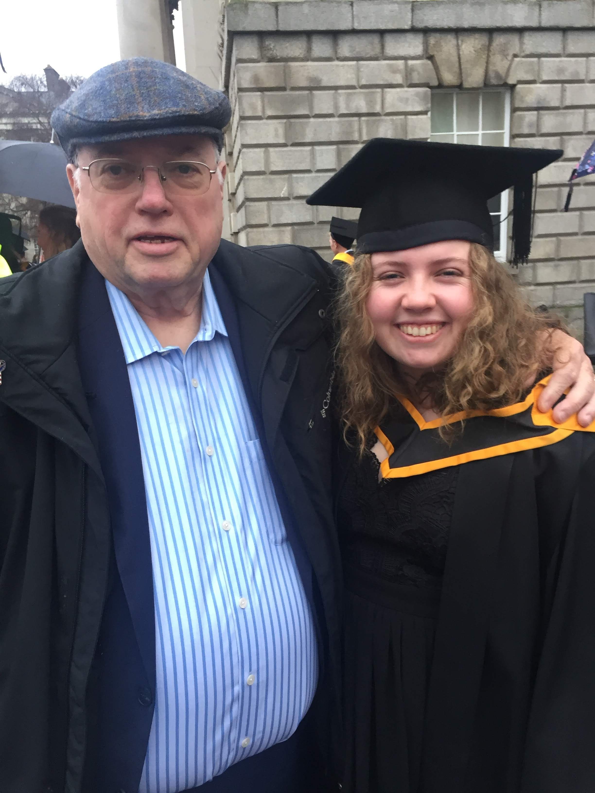 STALWART: Bill Cox and daughter Eileen pictured at Trinity College Dublin