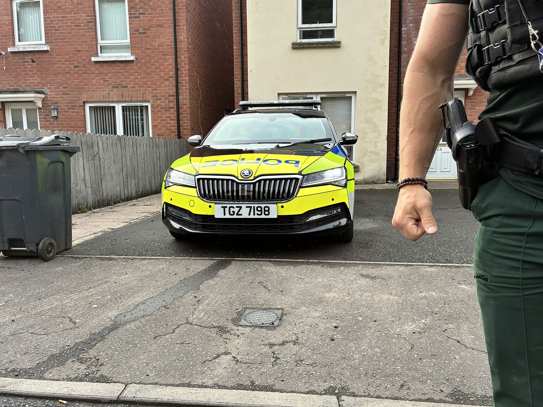 STABBING: Police at the scene on Monday morning