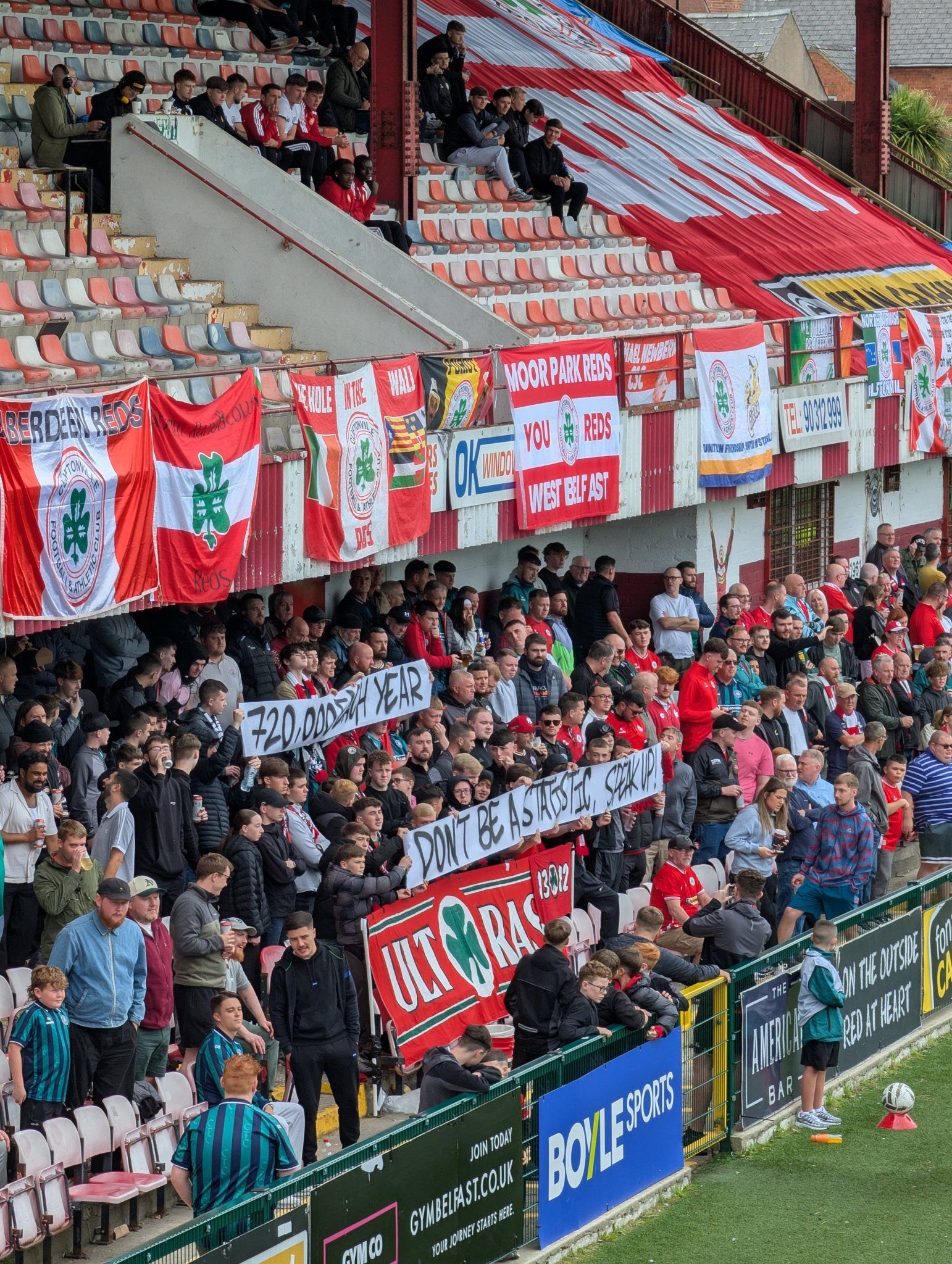 STATS: Cliftonville FC fans highlight the World Health Organisation figures on suicide at Solitude at the weekend 
