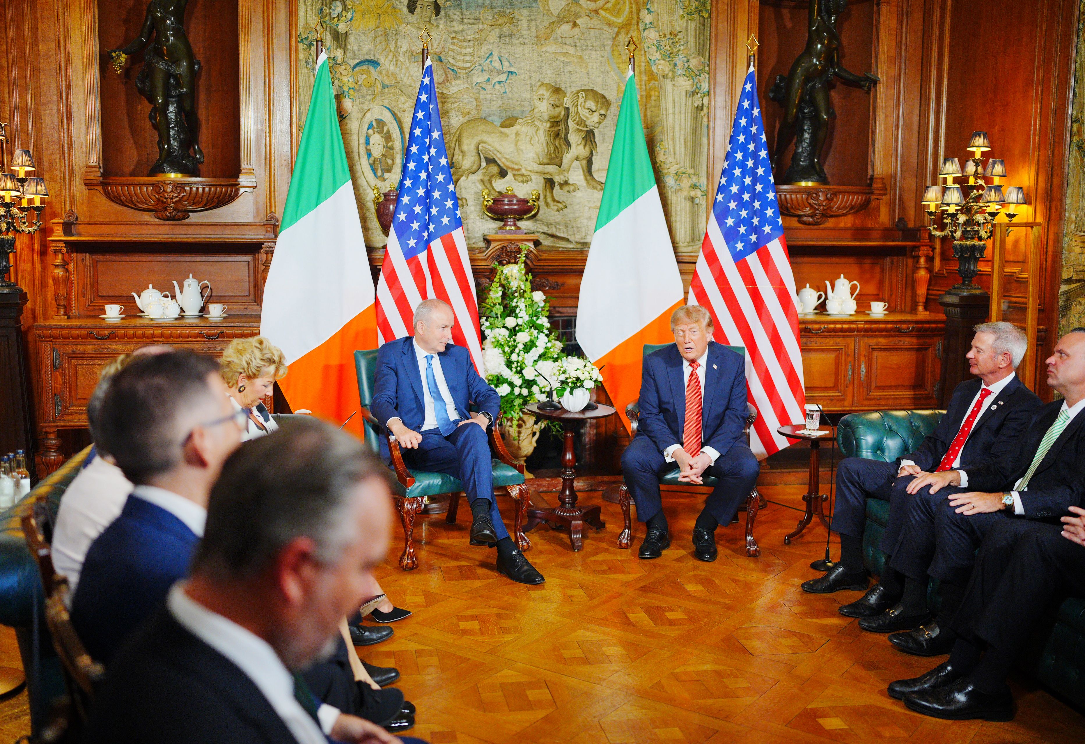\'FANTASTIC\': US President Donald Trump during a meeting with Taoiseach Micheal Martin at Farmleigh House, Dublin, on Saturday