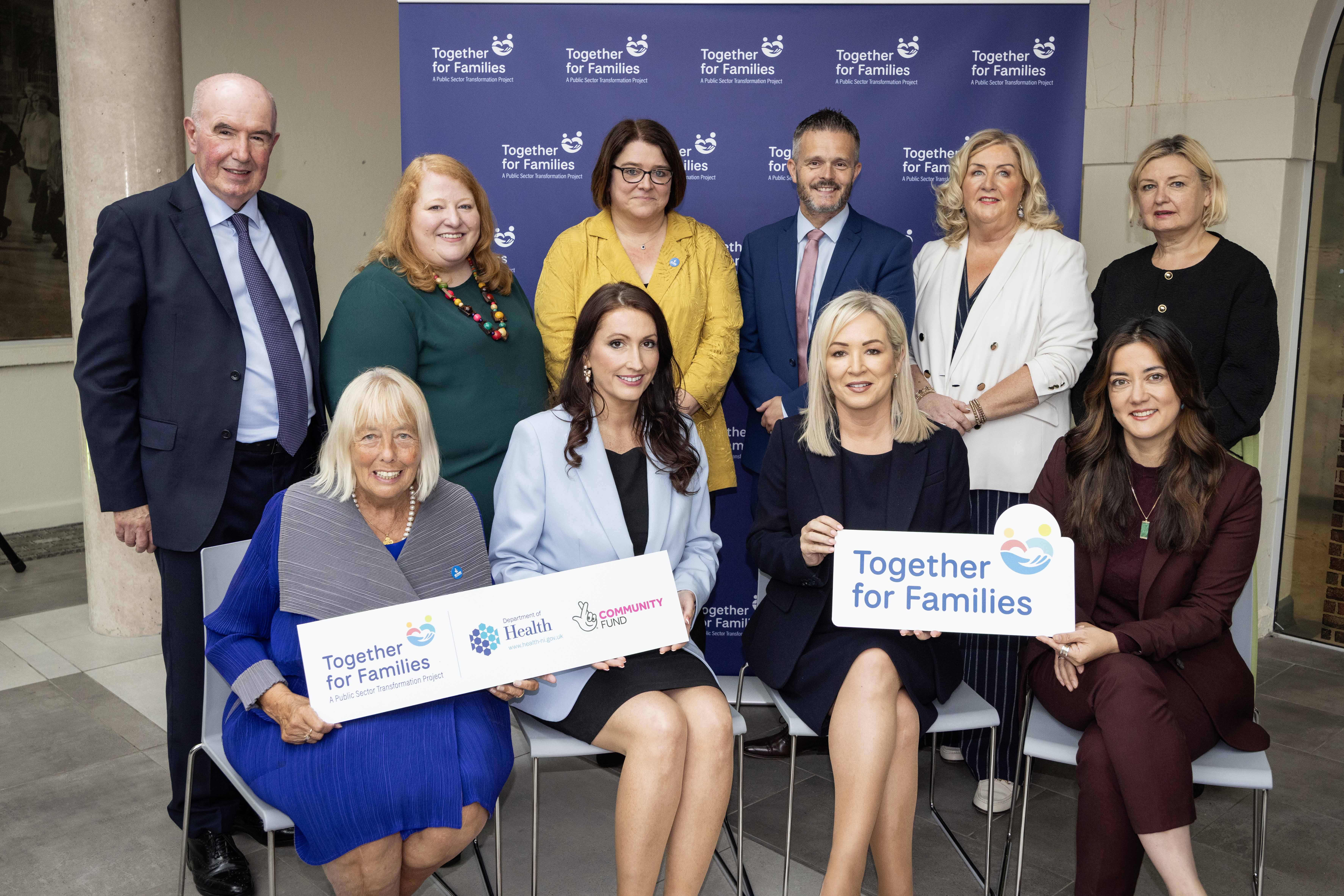 FAMILY SUPPORT: Together for Families launch at St Comgalls with the First and Deputy First Ministers Michelle O\'Neill and Emma Little-Pengelly, Health Minister Robbie Butler and Justice Minister Naomi Long