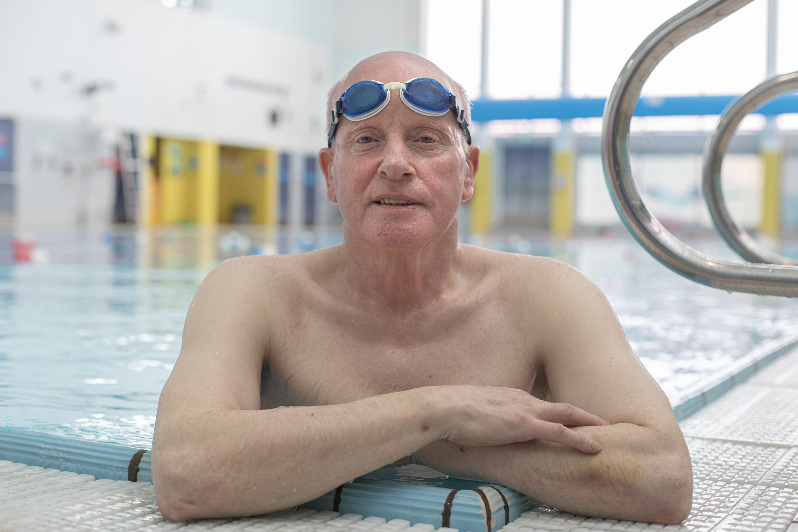 NEVER TOO LATE: Brian Murphy in the pool at Falls Leisure Centre