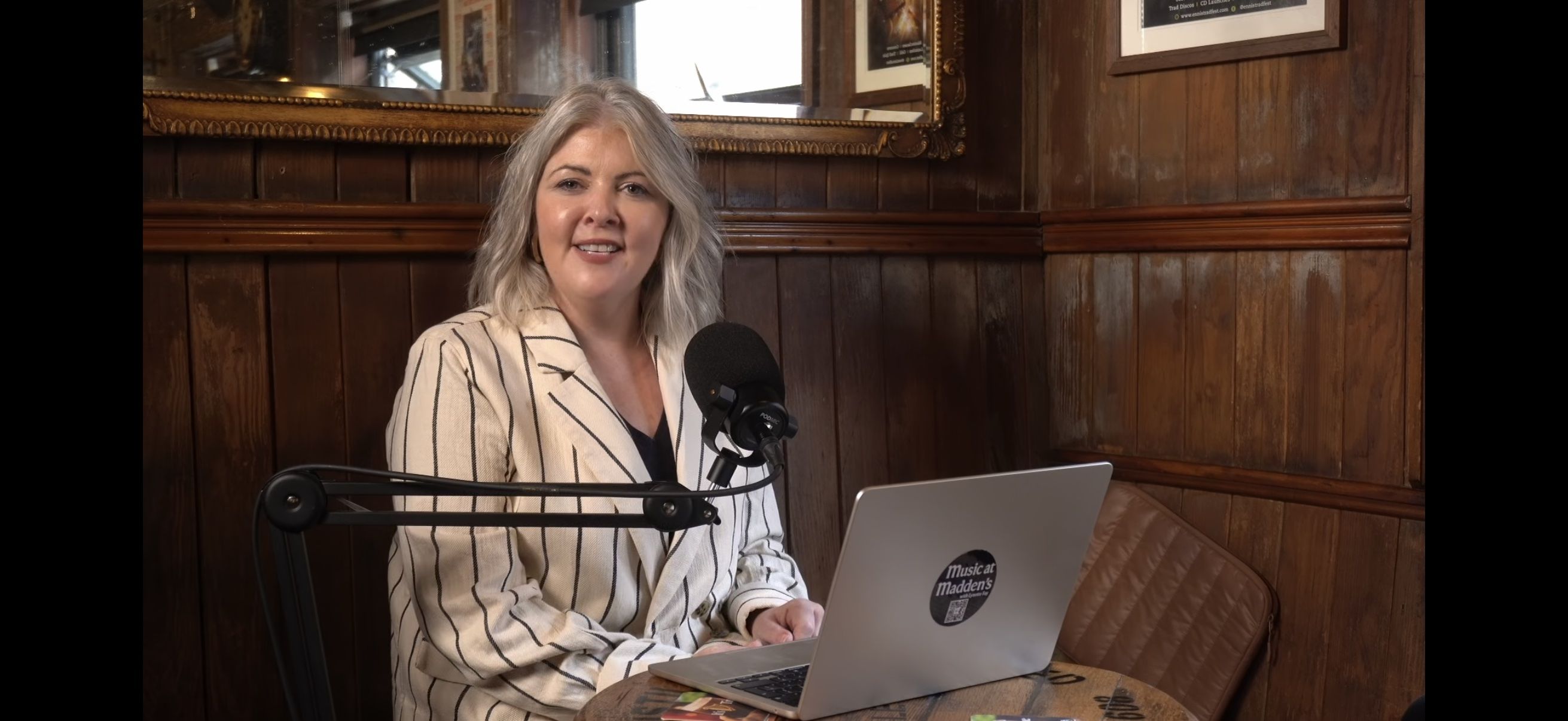 HOST: Lynette Fay in the snug in Madden\'s Bar where the podcast takes place