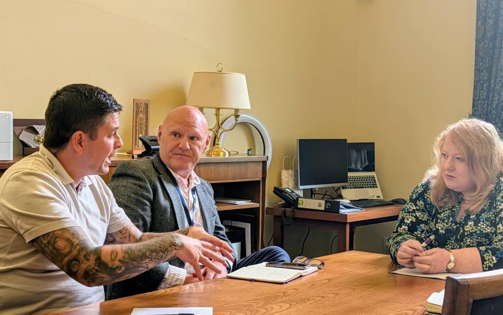 MEETING: Danny Baker MLA, Paul Maskey MP and Justice Minister Naomi Long