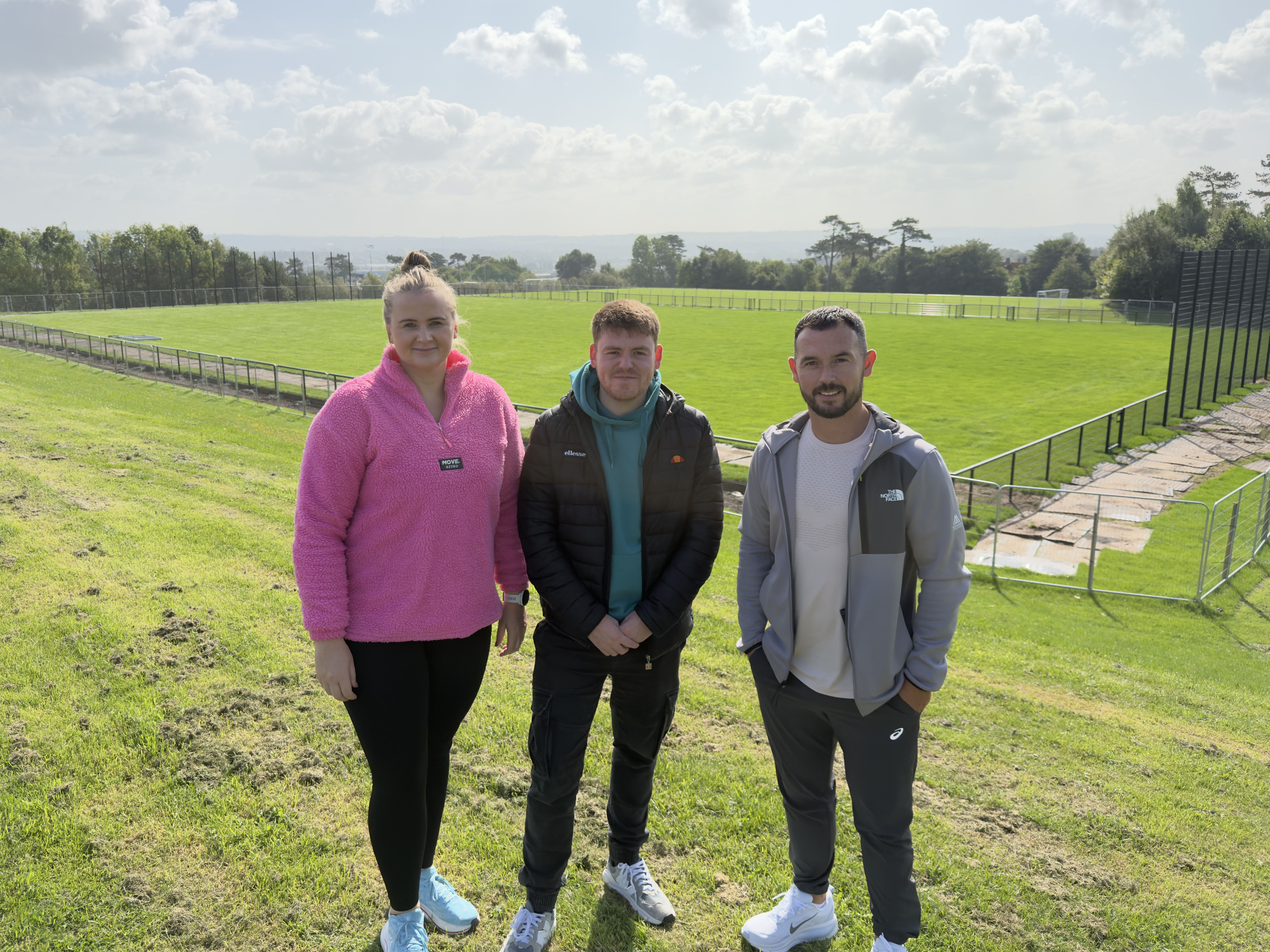 NEW PITCH UPGRADE: Aisling Reilly MLA, Councillor Ronan McLaughlin and Councillor Michael Donnelly