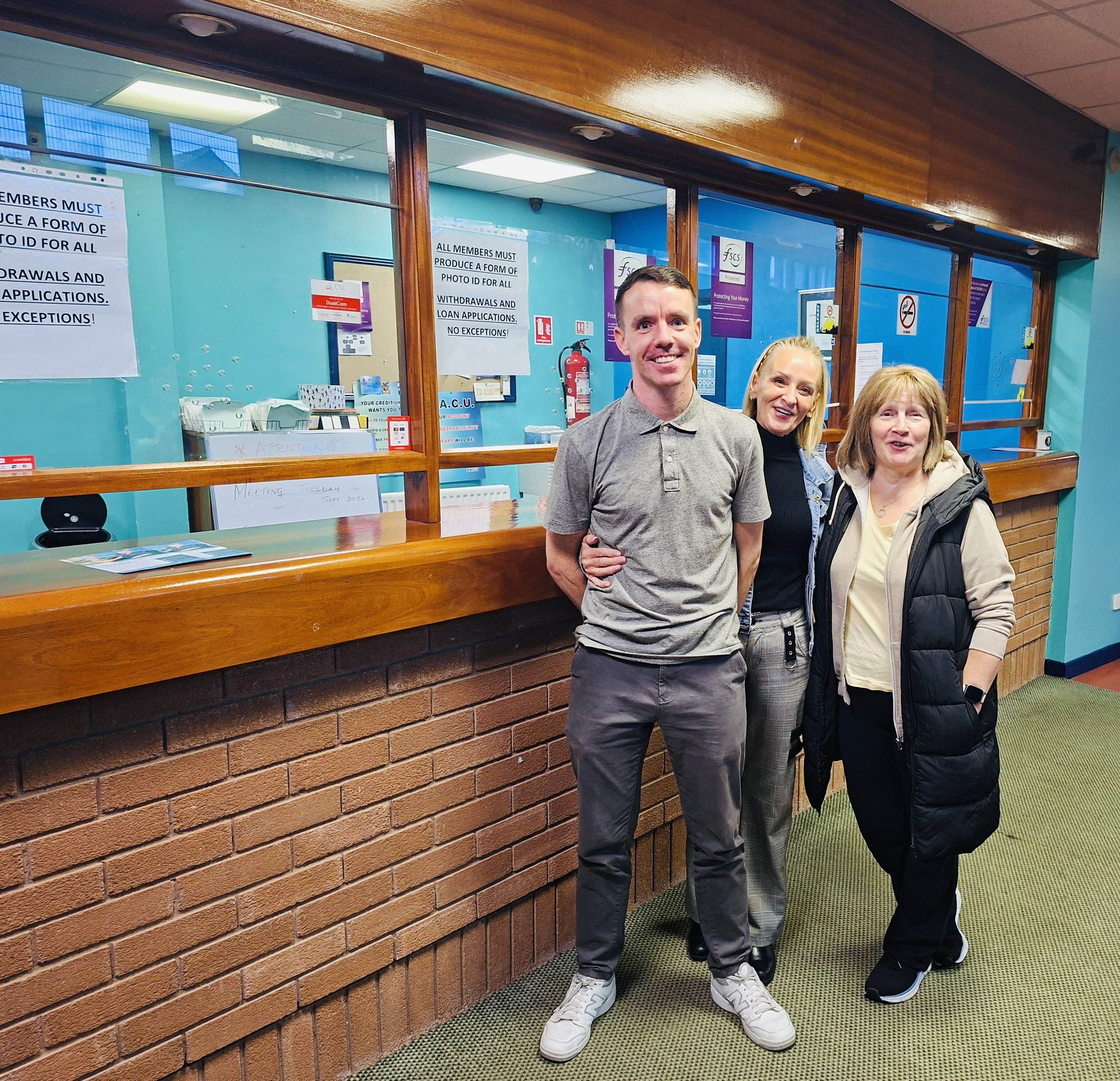 BRIGHT NEW FUTURE: Loans Officer Kevin Courtney, Treasurer Connie Munce (centre), and Assistant Treasurer Ursula Courtney inside Divisview Antigonish Credit Union this week