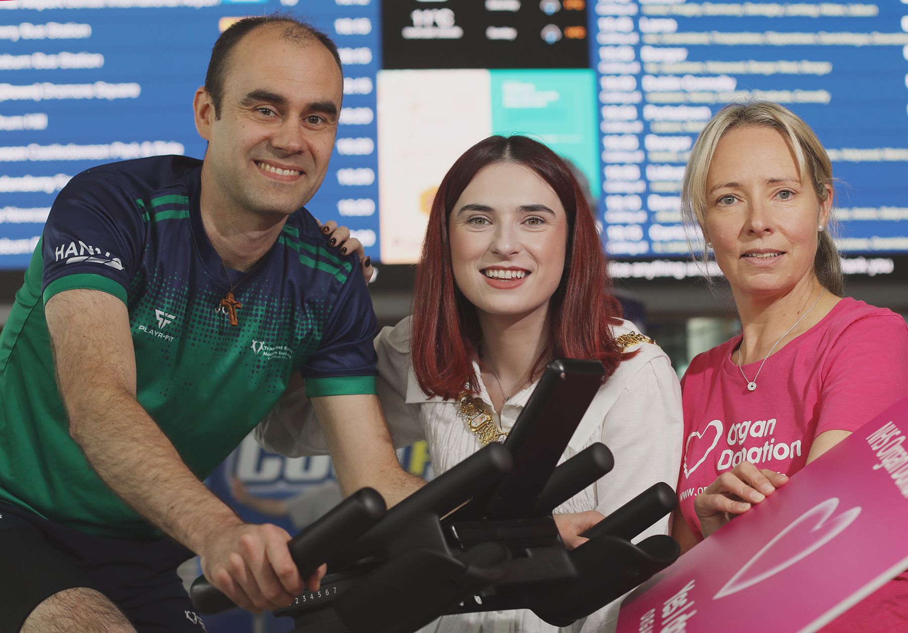 ORGAN DONATION WEEK: John Cunningham with Lord Mayor Róis-Máire Donnelly and Catherine McKeown from Public Health Agency