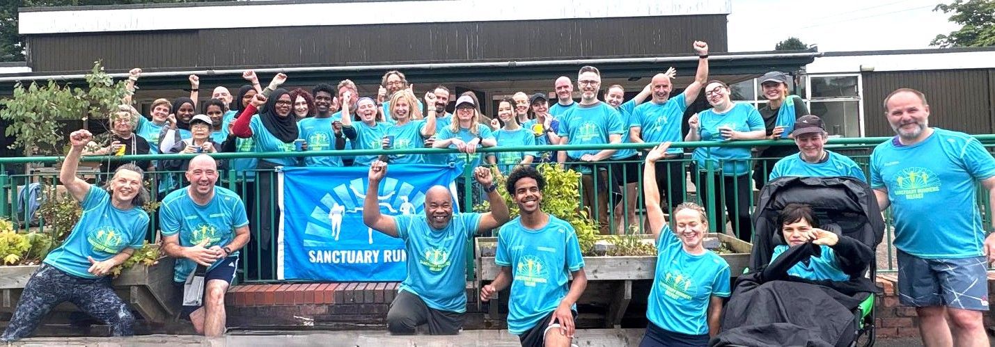 RUNNERS: The first Sanctuary Runners Group Belfast at their weekly Ormeau meet-up.