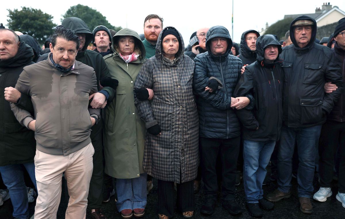 SOLIDARITY: The blockade on the Garvaghy Road on Sunday morning