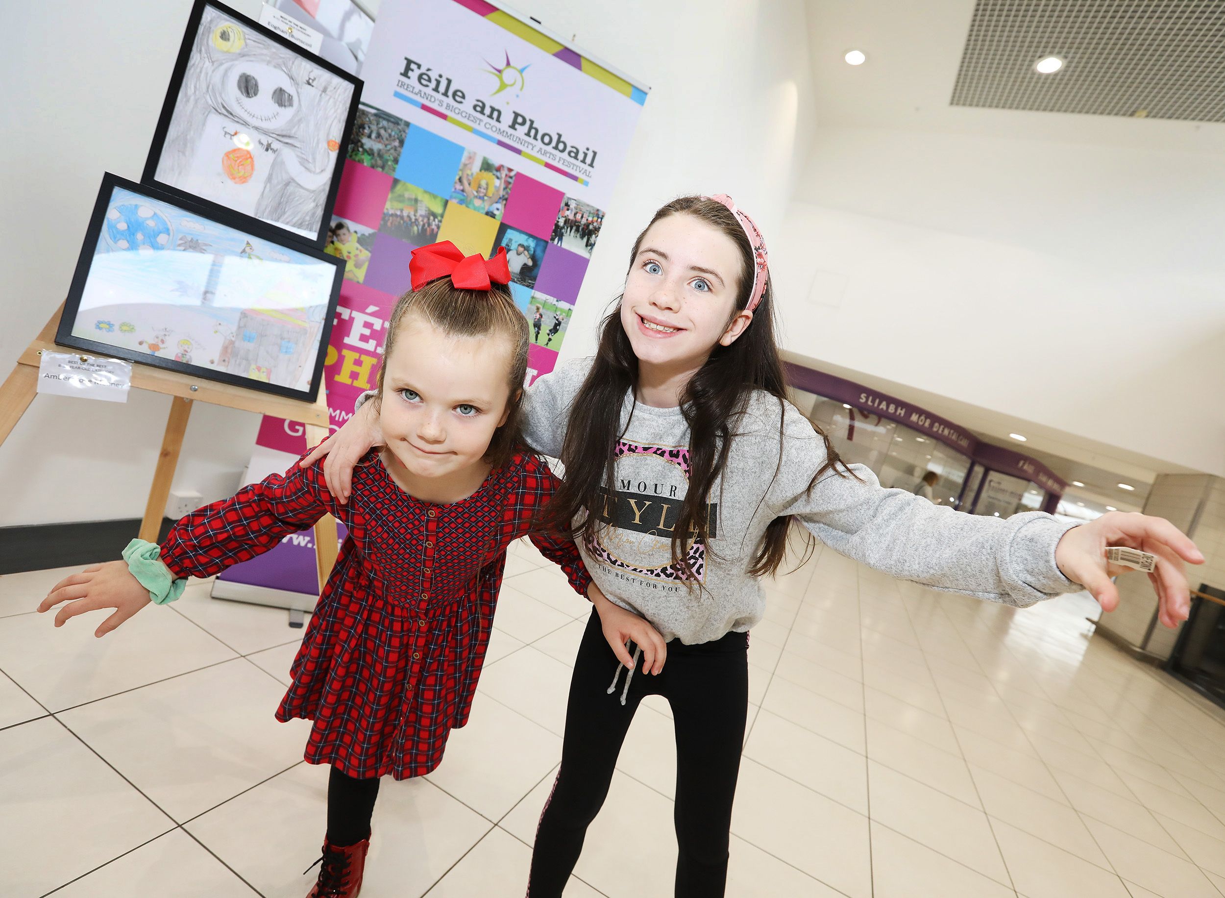 Getting in the Halloween spirit at the Kennedy Centre are Nicole McIlhatton and Broghan McCann Cooke. The girls were viewing an exhibition of Children's Artwork for Féile’s Draíocht virtual festival