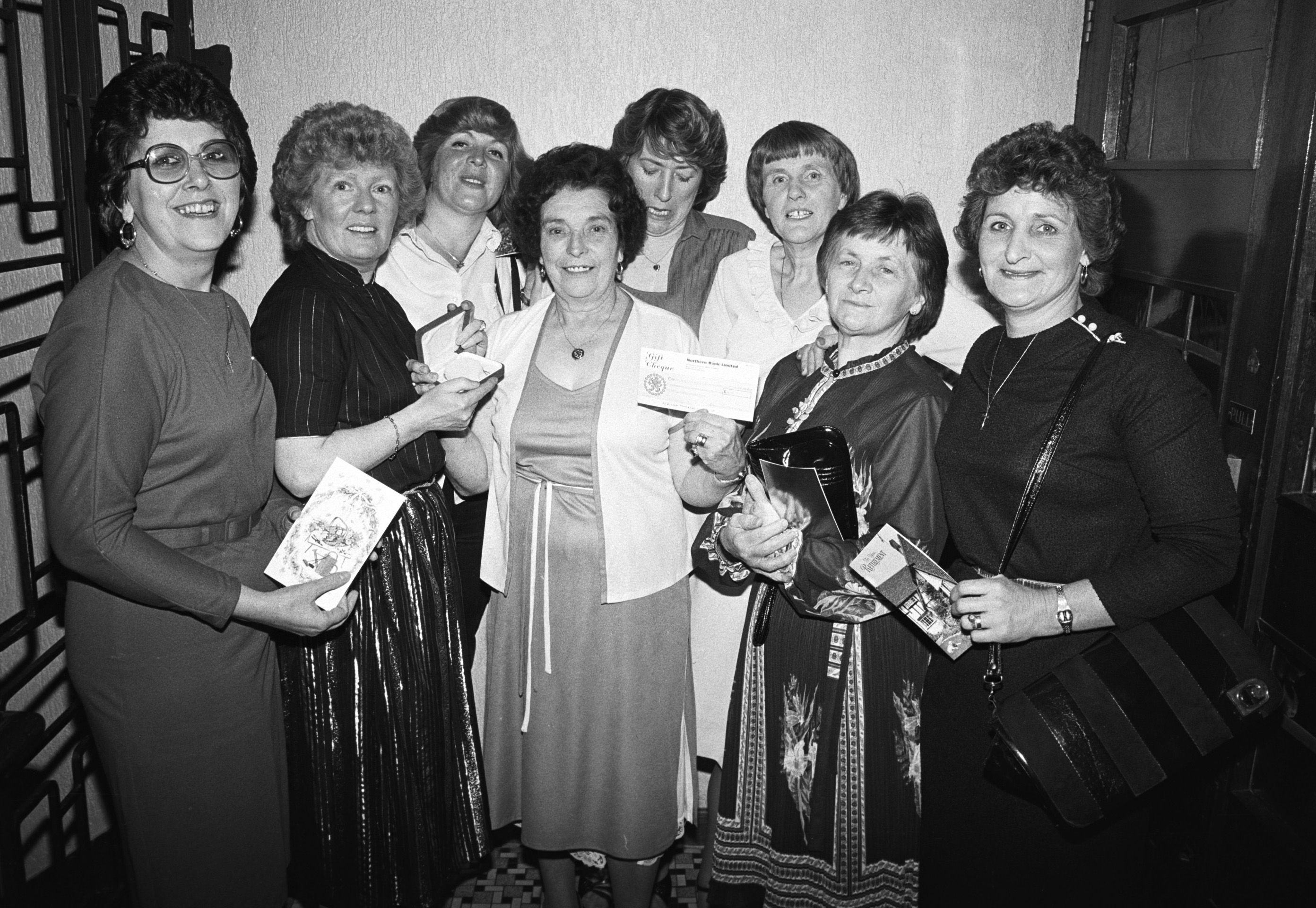 Girls of Wards 23-24 in the Glenowen with Mary McCleave from Divis Flats, retiring from the Royal Victoria Hospital