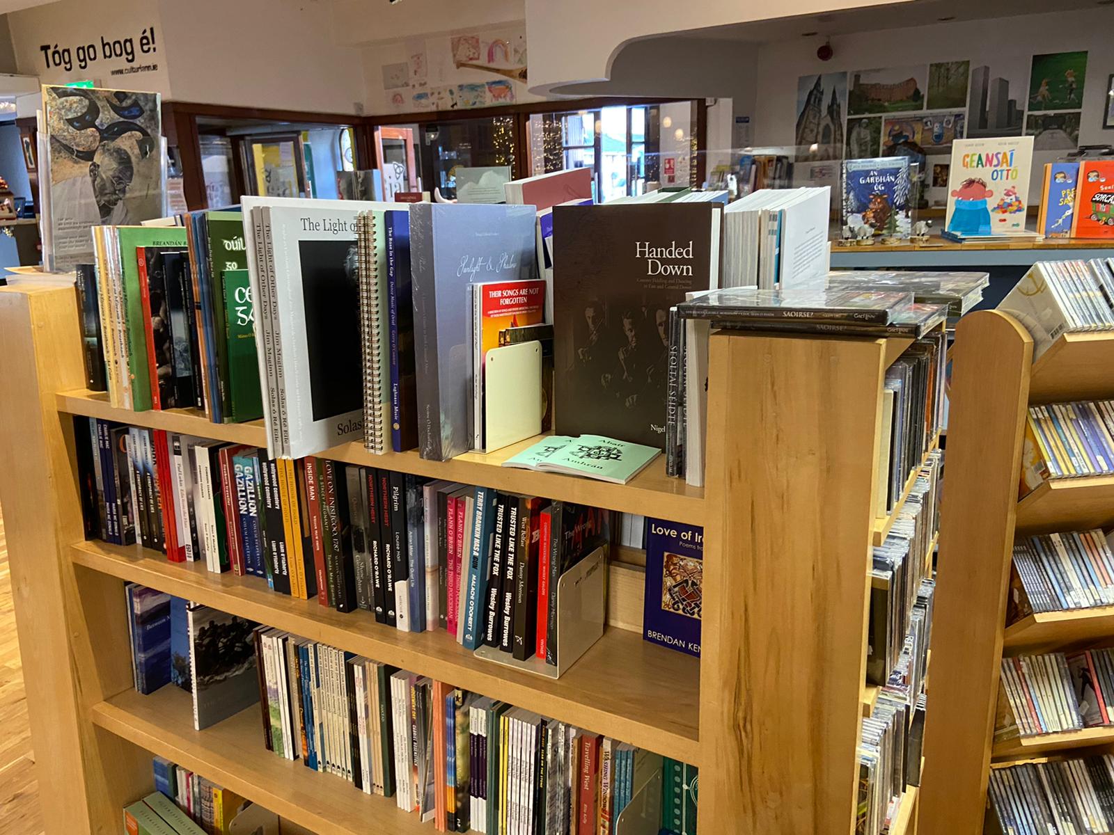 LEABHRAGÁN: The shop's prize offerings including the new English-Irish dictionary, the first new dictionary of its type in 55 years