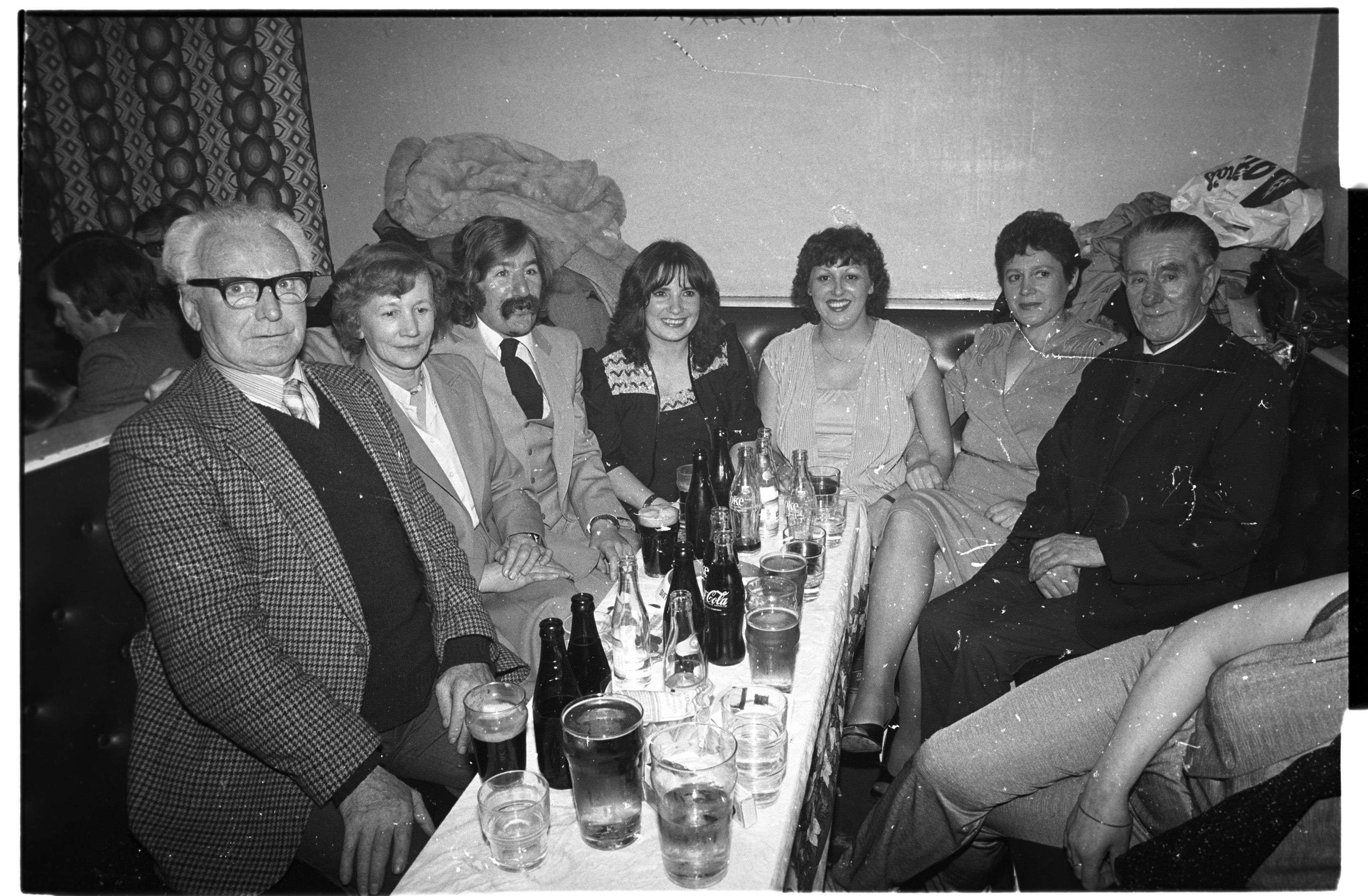 Paddy Sullivan, Barbara McCann, Jim Doyle and Mary, Eileen McGarry, Kate Larkin and Paddy Scullion at the Christmas Dinner Dance in Ligoniel Working Men’s Club
