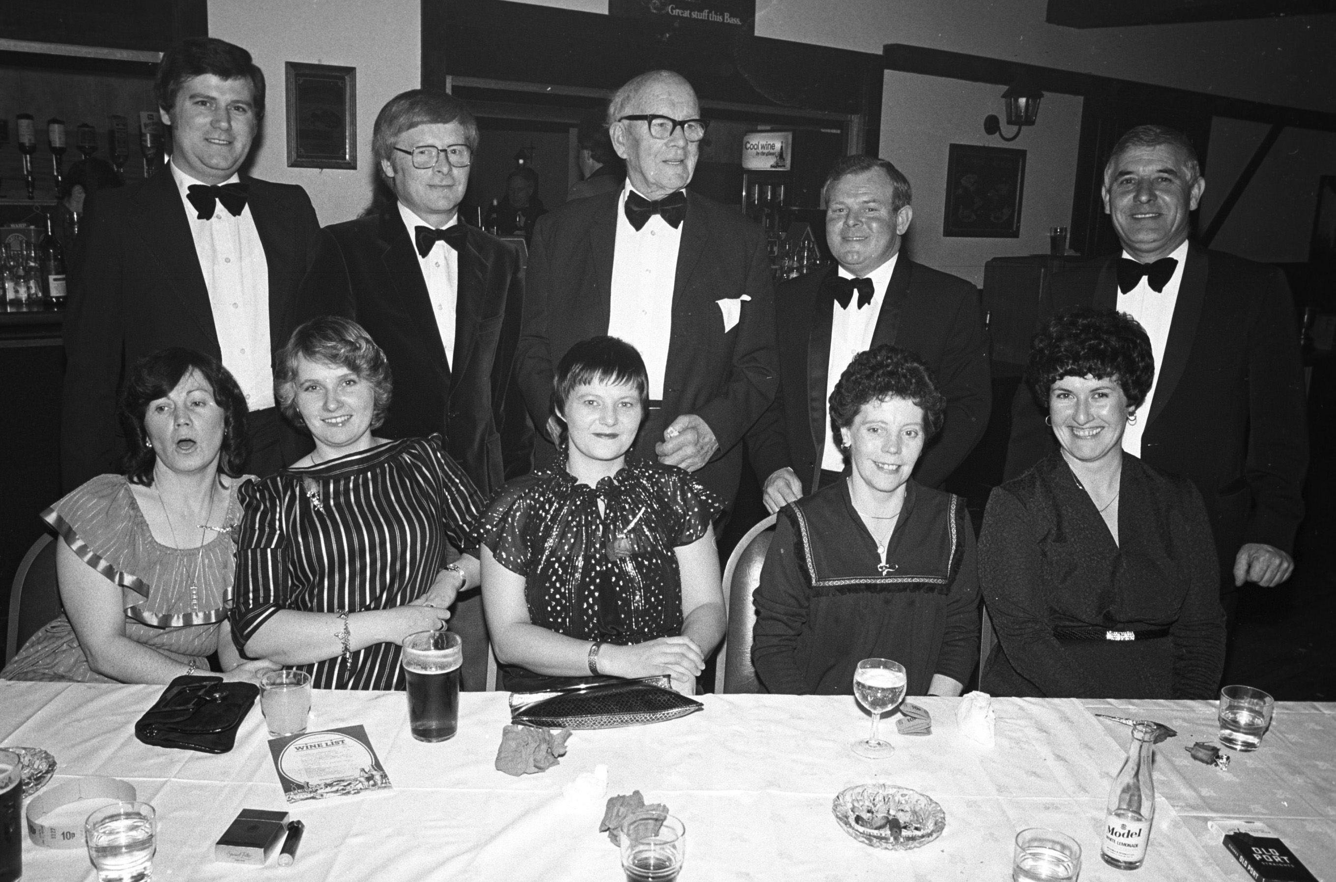 Martin and Christine McCarrey, Denis and Sheila Flannigan, Sean and Rita McKernan, Joe and Bridie Devlin, Basil McLaughlin and Lena Patterson at Fruithill Golf Society annual dinner at the Hitchin' Post