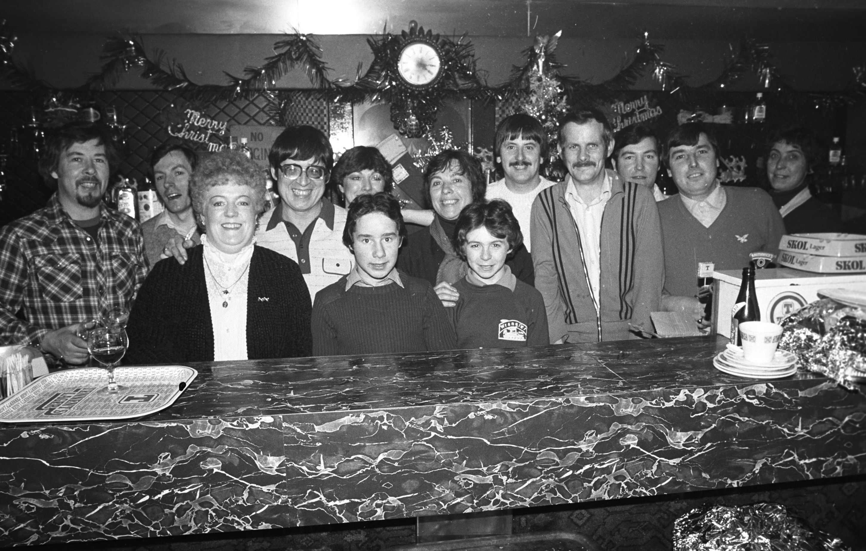 Paddy Muckian with the bar staff and helpers at the Sports Bar OAP Christmas function