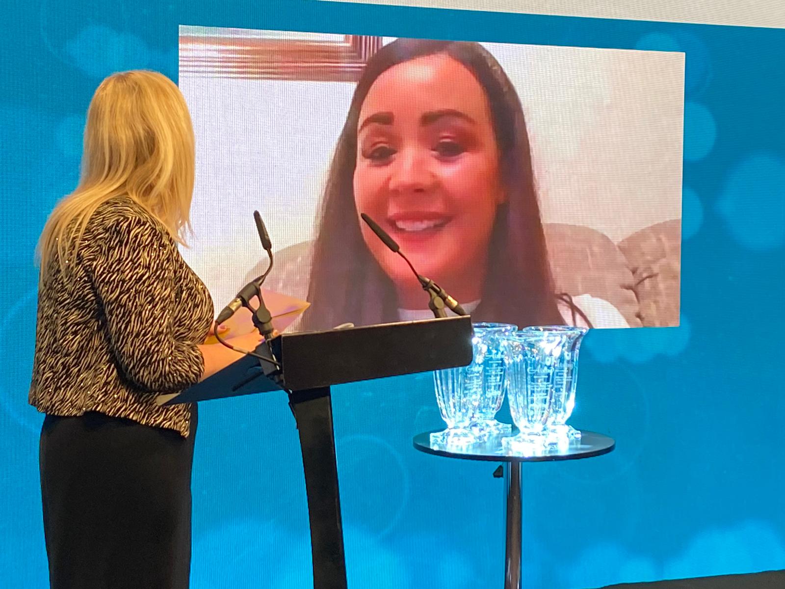 HERO: Natasha Brennan of LORAG which won the Connected Health Covid Community Heroes Aisling Award which was announced by Julie Cordner of Conencted Health