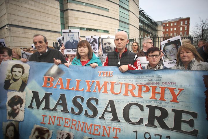 ADVOCATES: No one puts the case of victims than victims themselves, says Andrée Murphy. Ballymurphy Massacre campaigners outside the high court in Belfast. Today is the 49th anniversary of the Ballymurphy Massacre.
