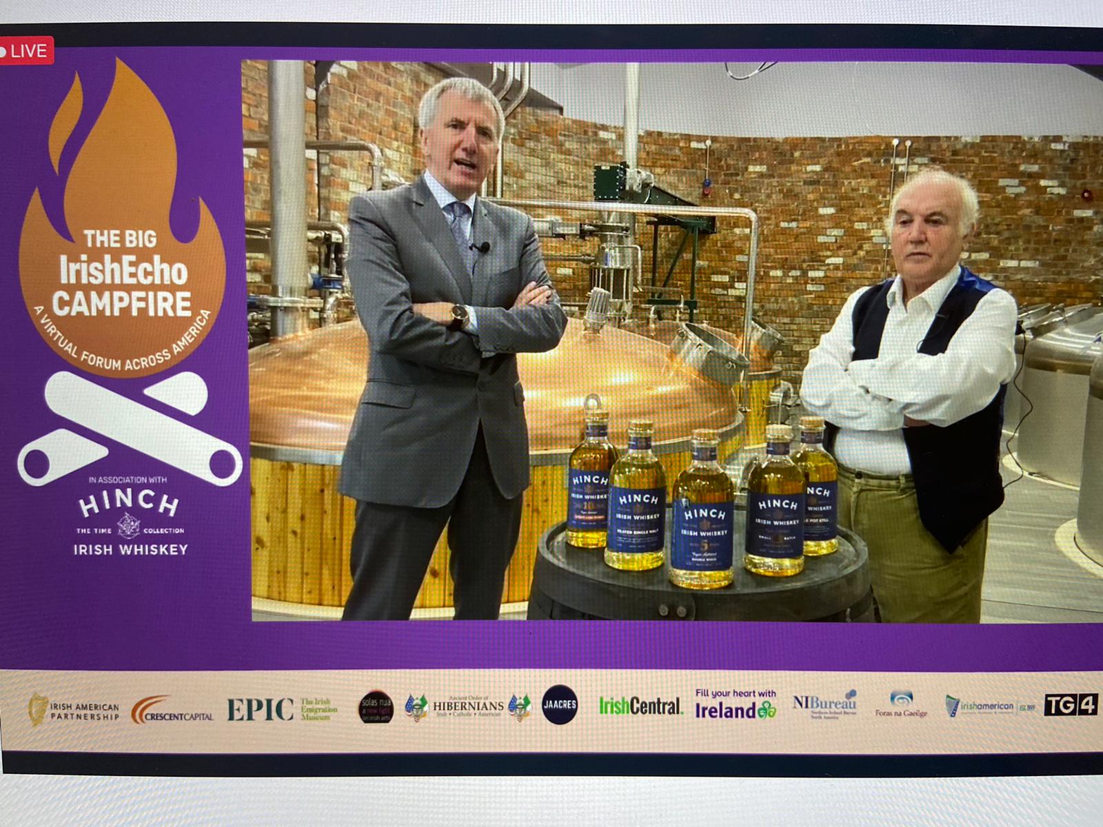 SLÁINTE: Interviewing Terry Cross of the new Hinch Distillery which was lead partner of the Campfire. The first shipment of Hinch whiskey arrived in New York port on 28 August