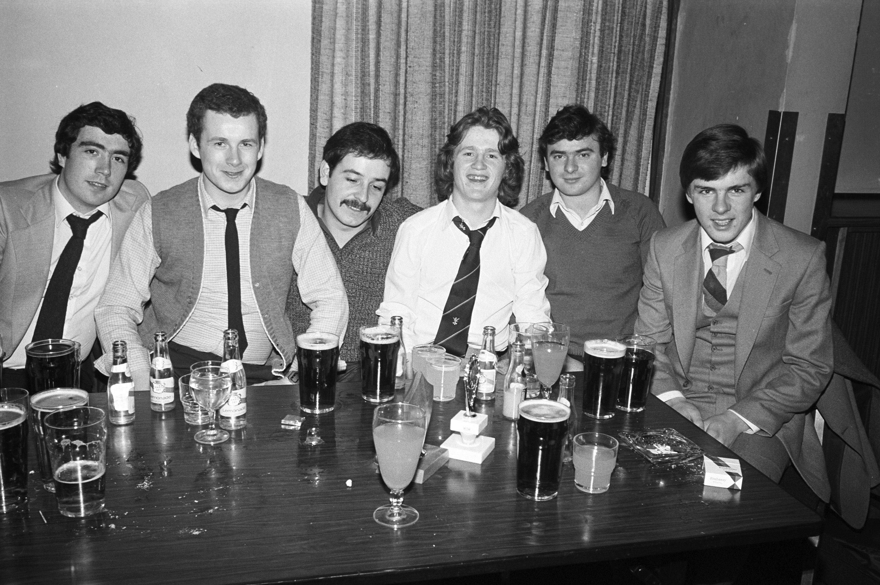 Neil Peden, Jinger McKernan, Peter McGinnity, Cut Cunningham, Eugene McNeill, and Damien Morgan at St John's GAC Ceilí Dinner
