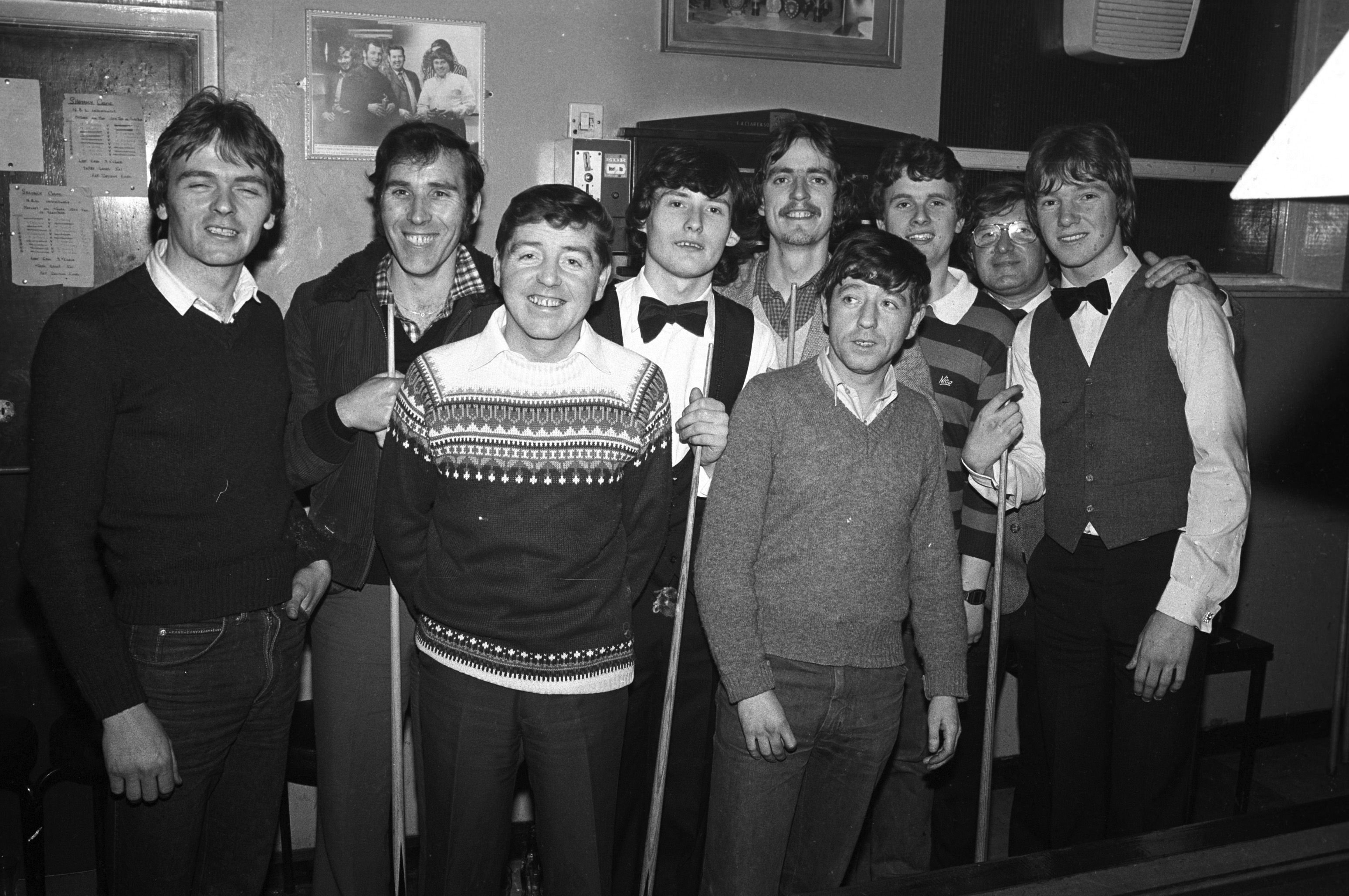 World Amateur Snooker champion Jimmy White and World No 3 J O'Boyle with the Shamrock snooker team, Joe McAlea, Martin Kane, Paul Blake, Michael Blake, Jimmy McAlea, Eddie Trainor