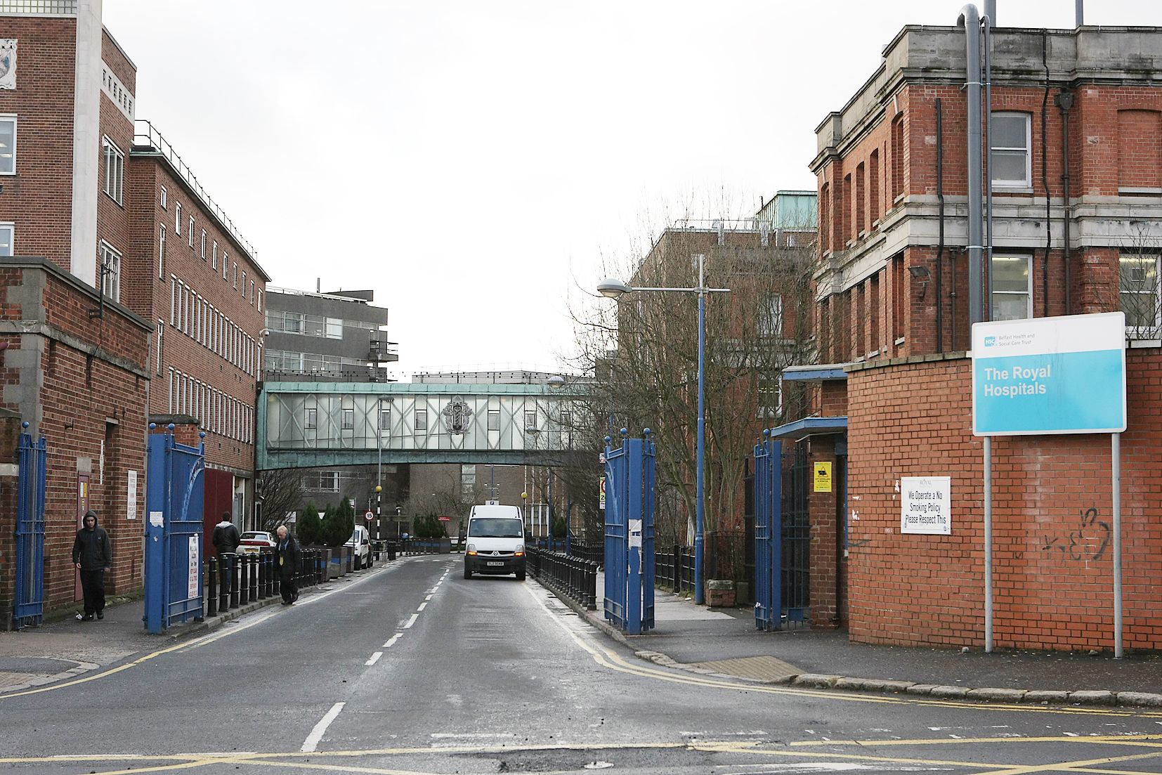 INTRUDERS: The Grosvenor Road entrance to the Royal Victoria Hospital