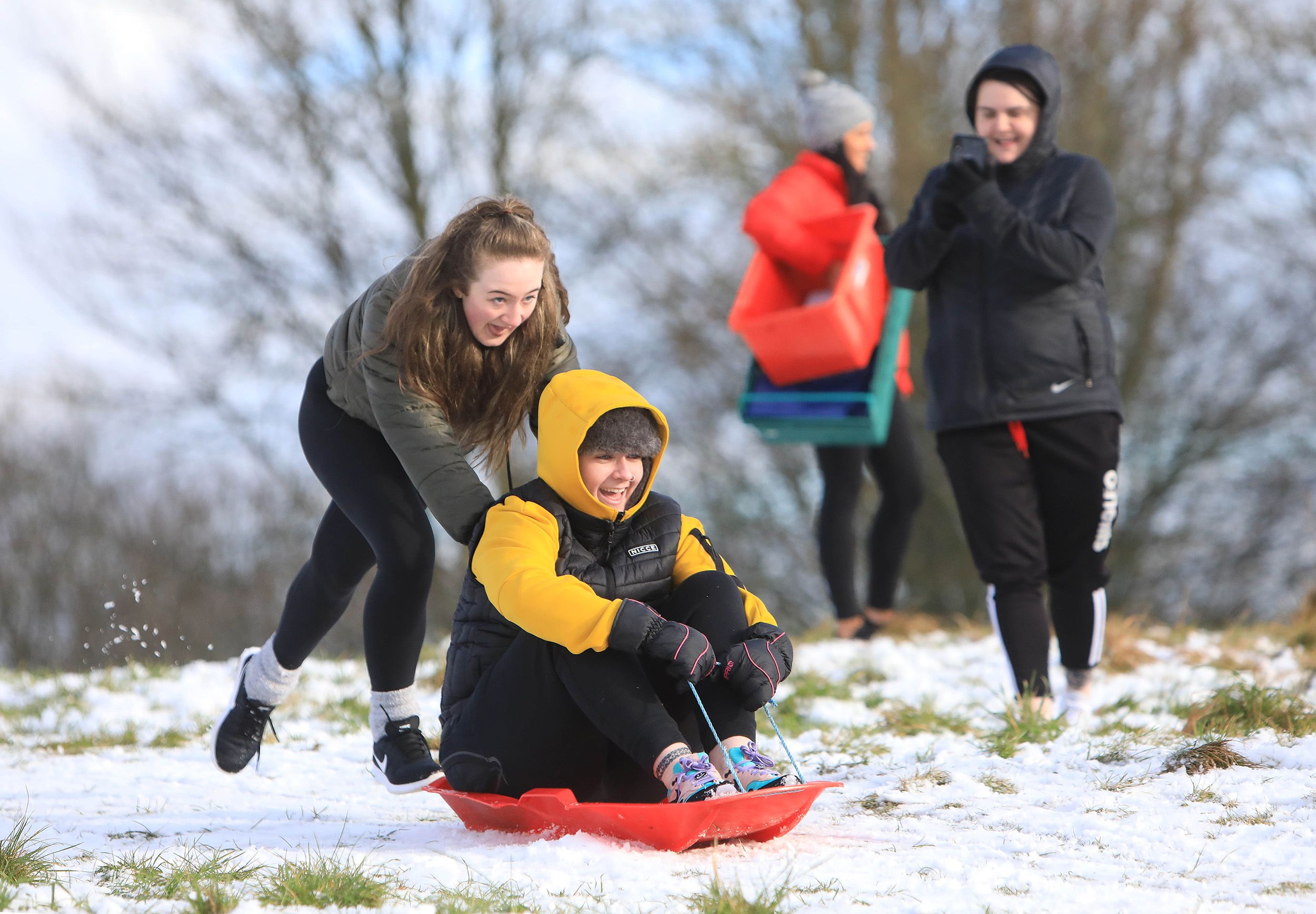SNOW SHUTTLE: Getting a push at Barnett Demesne