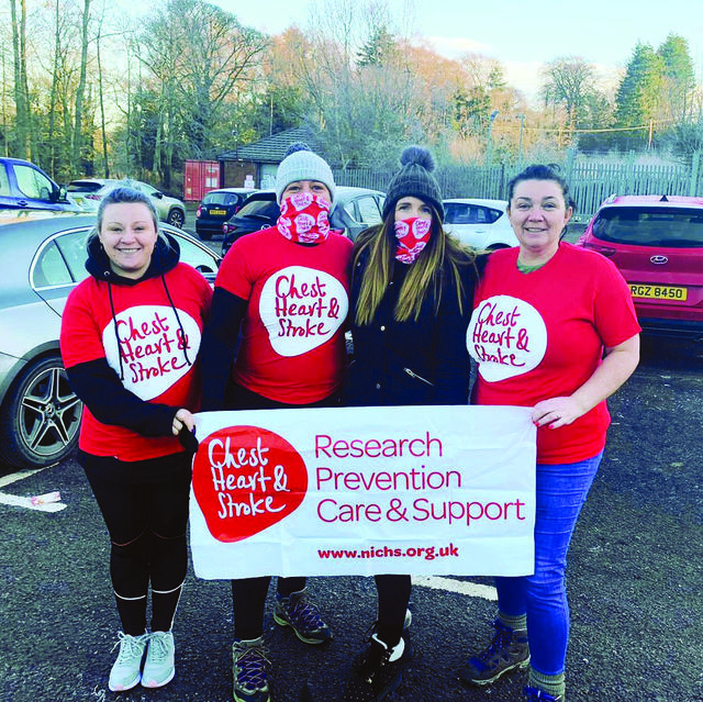 Emma with her Sunday walking group pre-lockdown Siobhan Lappin, Sarah Hawthorne, and Yvonne Espie
