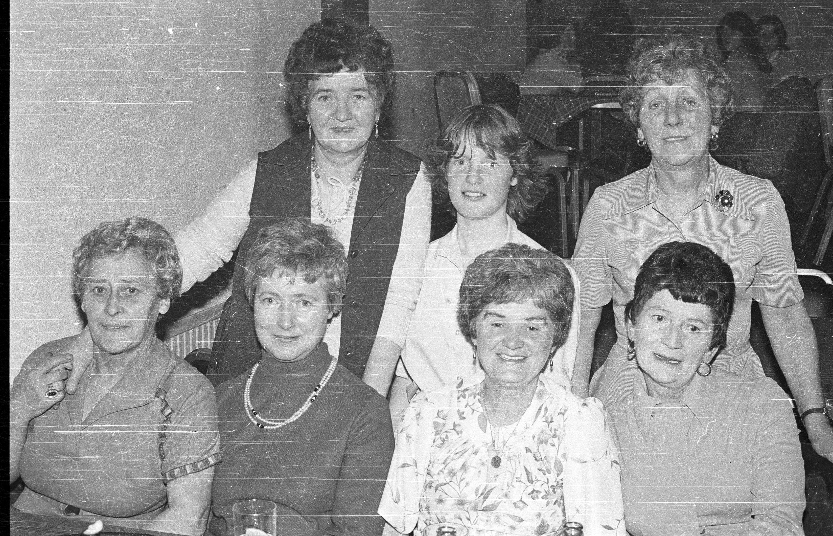 Rita Canavan, Kathy Scott, Margaret McParland, May Rafferty, Bernie Tohill and Cassie Campbell at the Green Cross workers' function