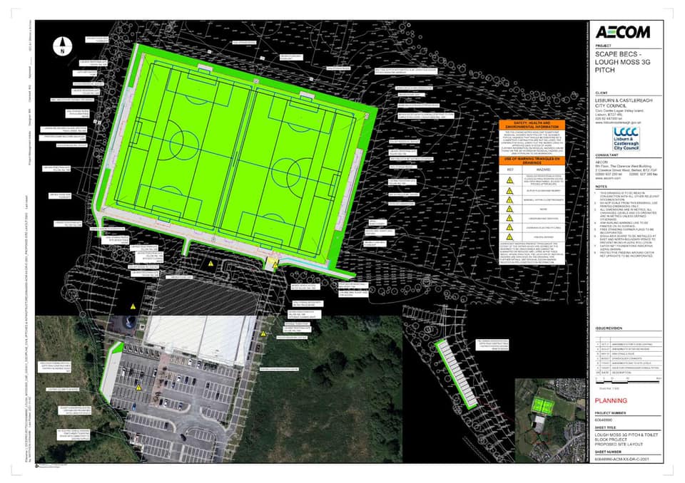 Drawings of the proposed 3G pitch at Lough Moss Leisure Centre