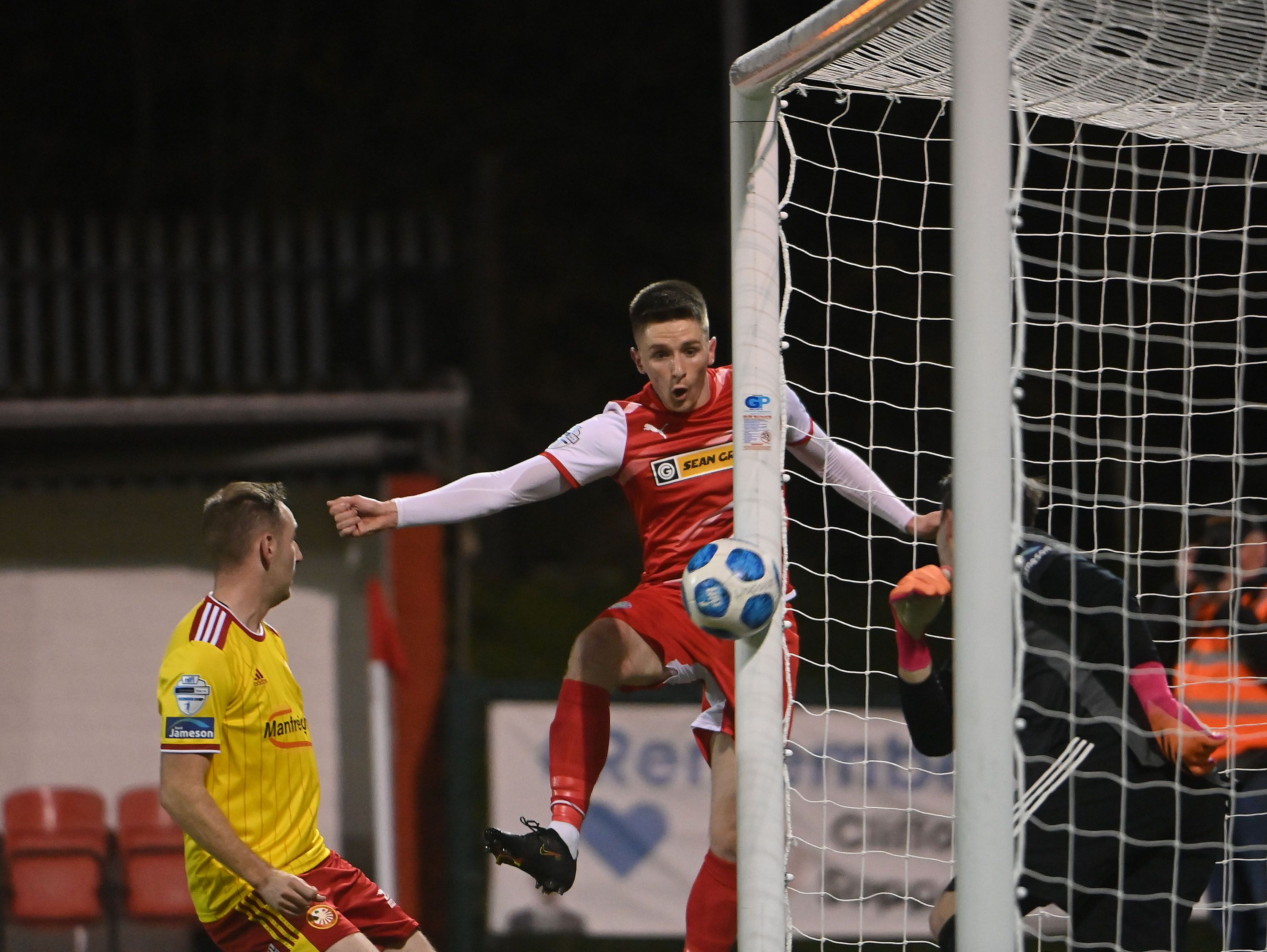 Gormley's cross comes off the post and ends up in the net for his second