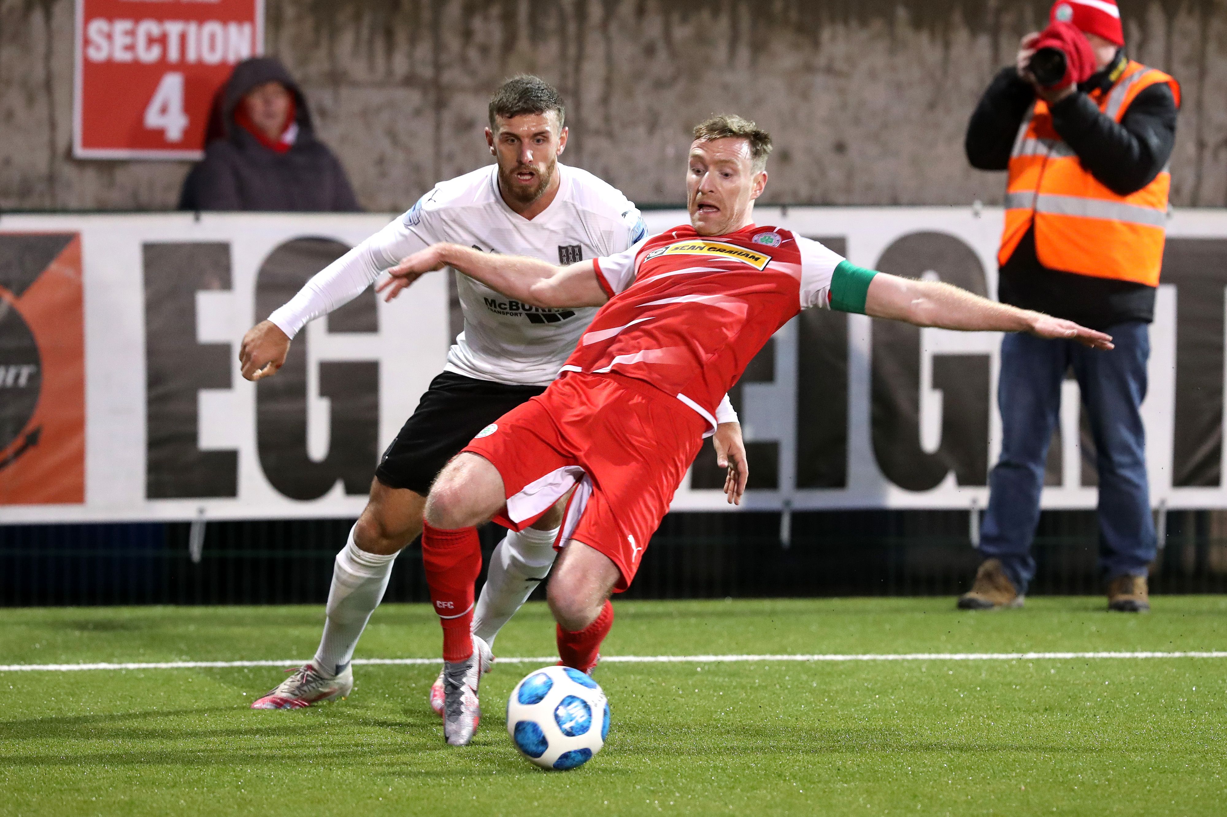 Chris Curran gets out in front of Steven McCullough