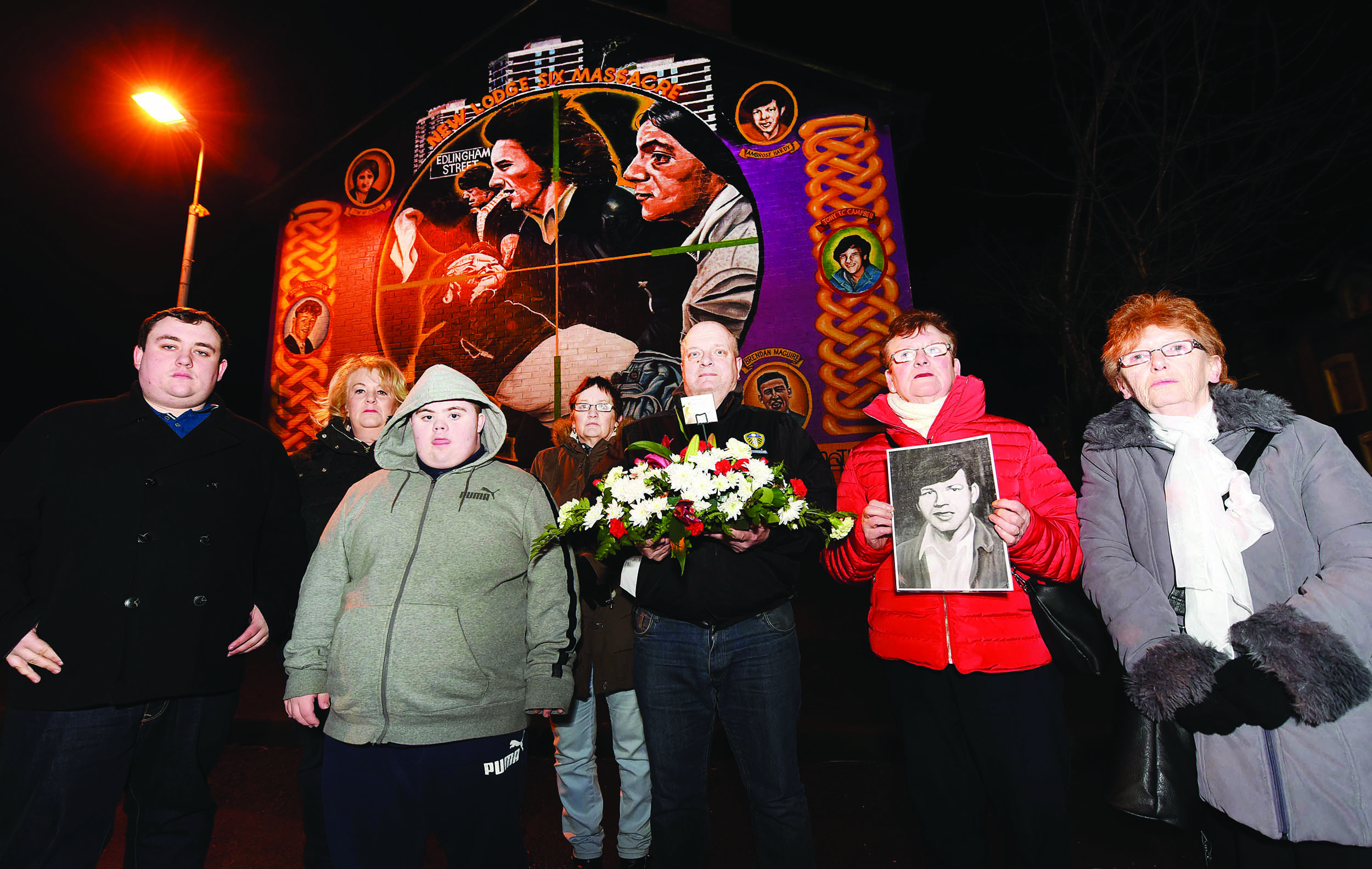 Families of the New Lodge Six victims at a commemoration