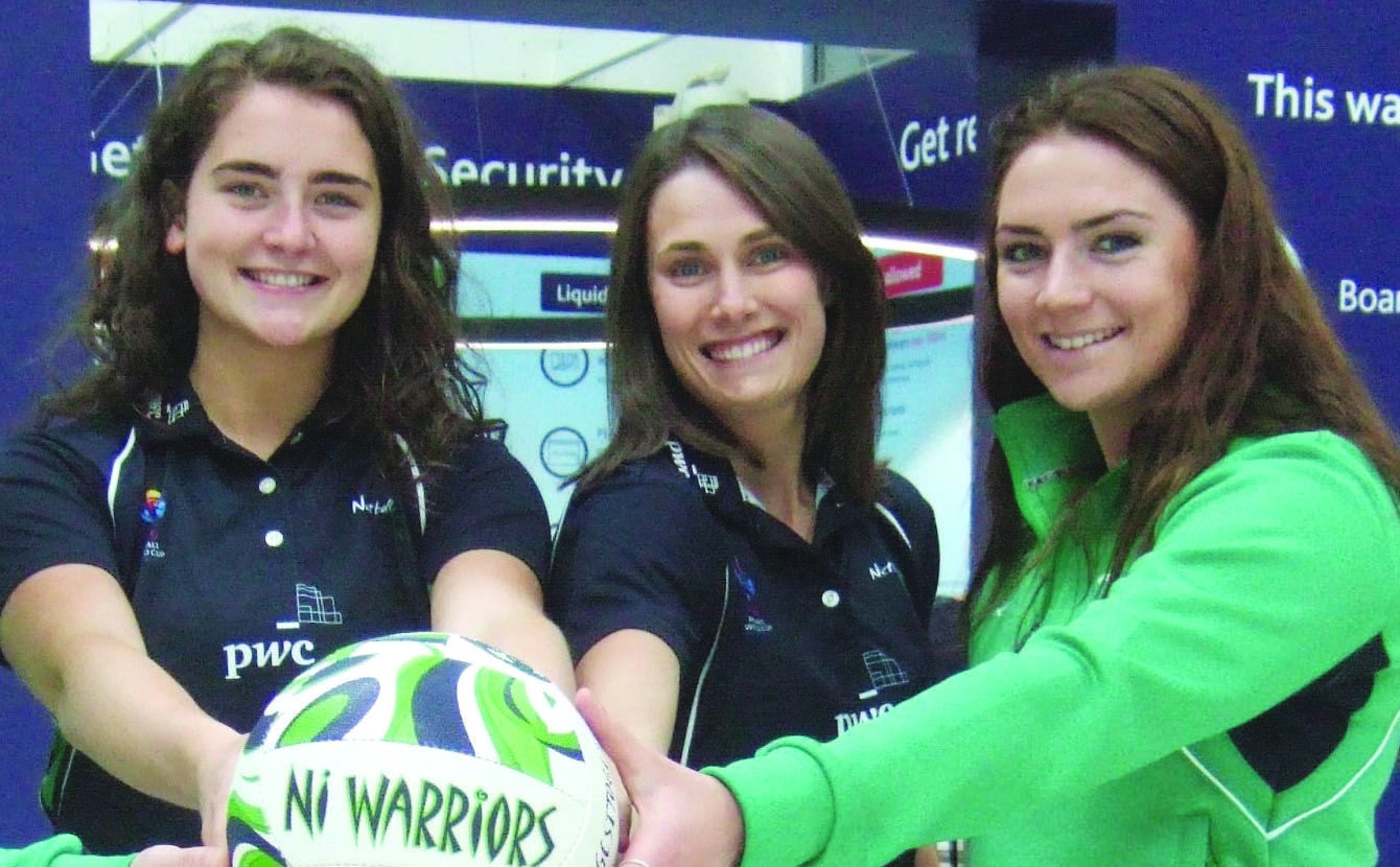 Cooper flanked by Michelle Magee (left, who has signed for Leeds Rhinos) and Emma Magee who will join her at Surrey Storm