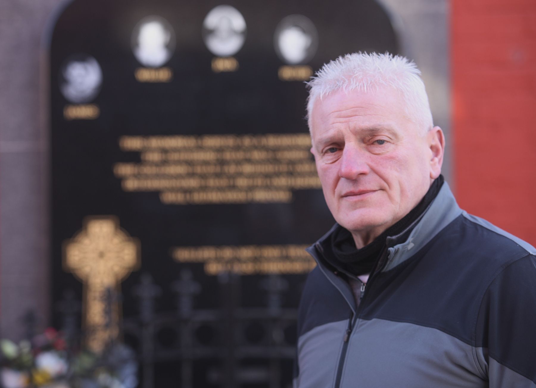 QUESTIONS: Tommy Duffin at the memorial on the Ormeau Road