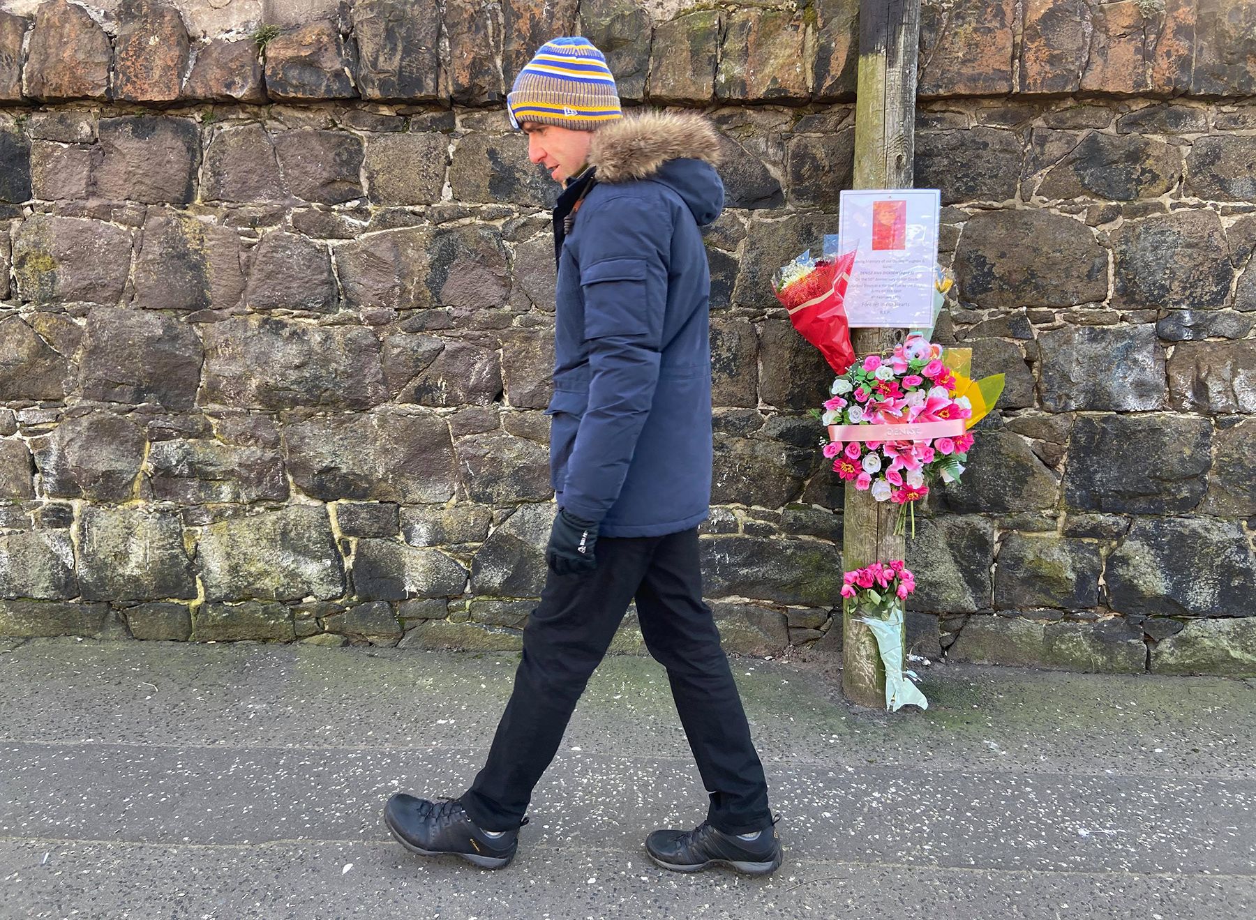 ANNIVERSARY: Flowers at the scene of Denise Ann Dickson’s tragic death