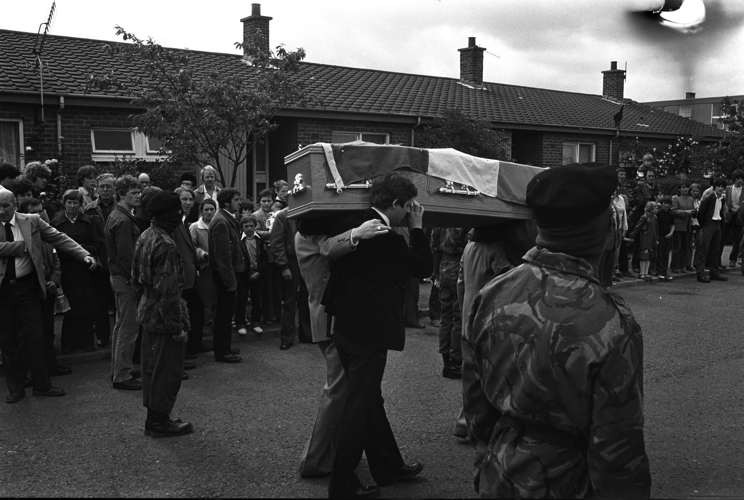 ACT OF BRAVERY: The funeral of Joe McDonnell making its way through Lenadoon on 10 July 1981. The cortege was attacked by British Army and RUC later on the Andersonstown Road.