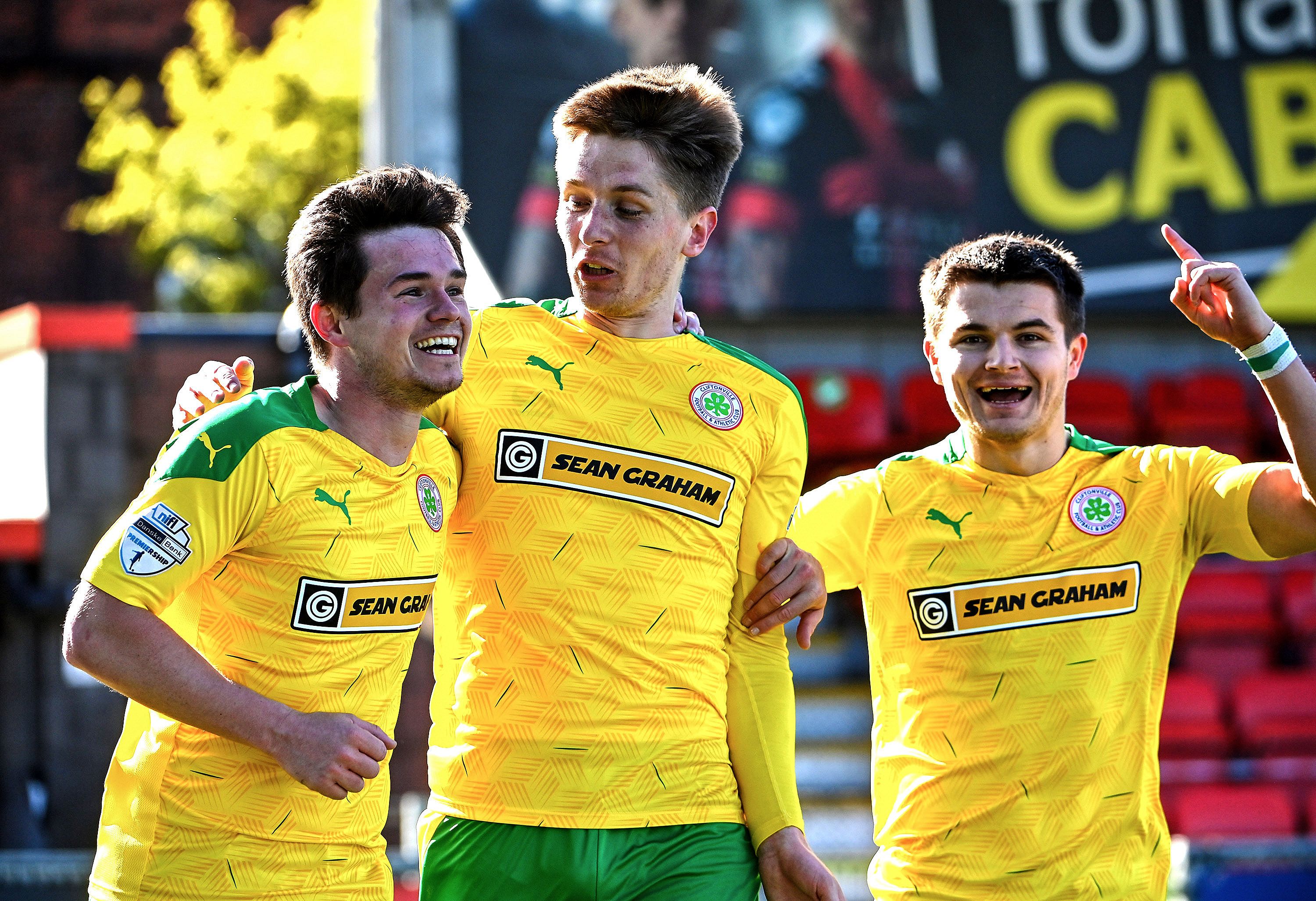 Michael McCrudden celebrates scoring the equaliser