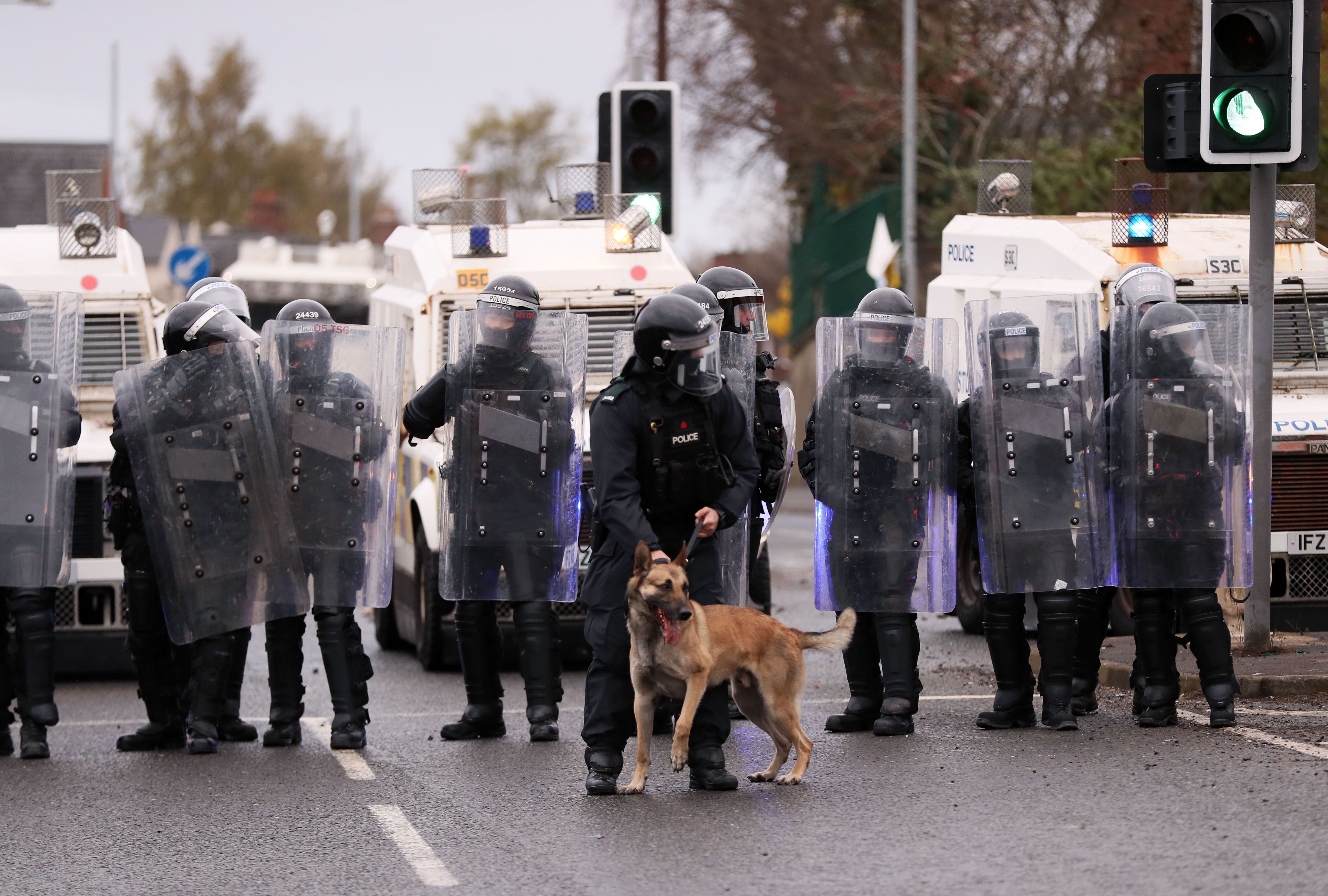 DOGS: Police used dogs to disperse the crowd 