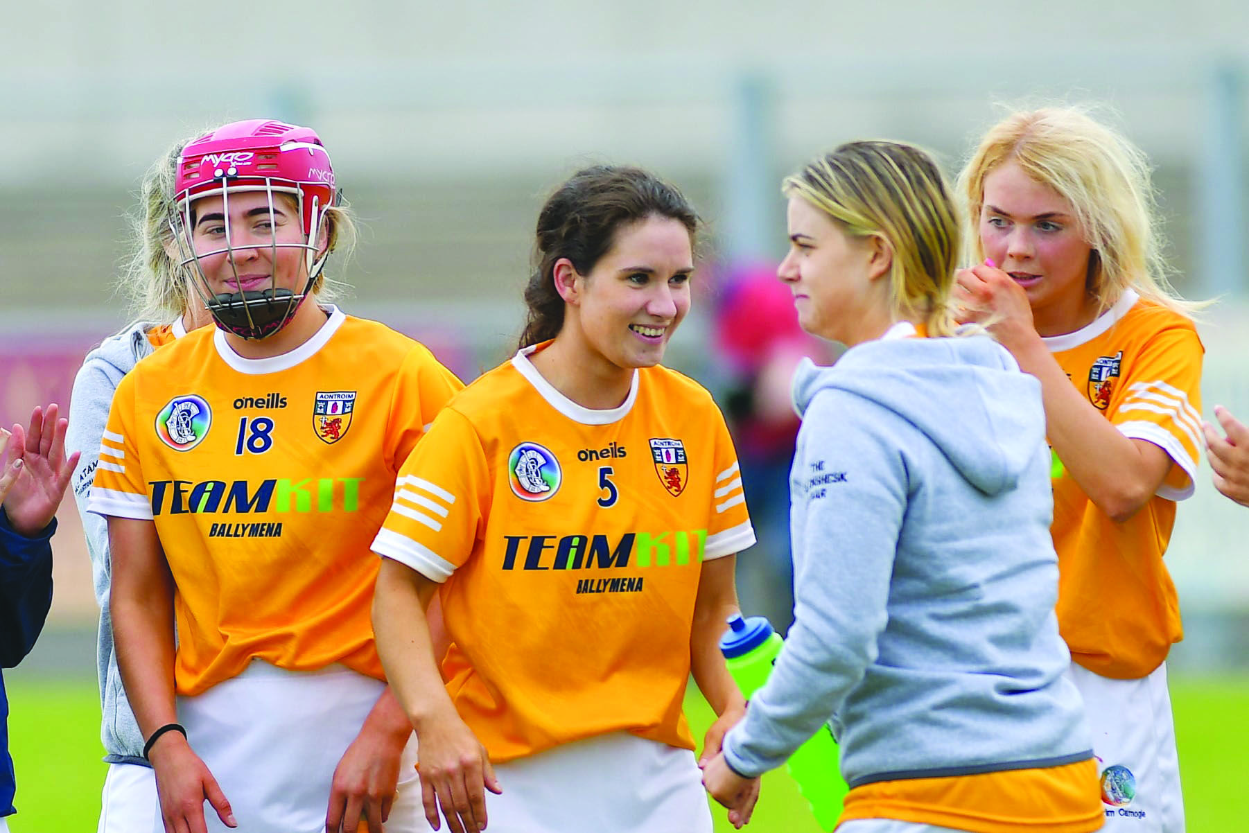 Antrim players celebrate their semi-final win over Meath