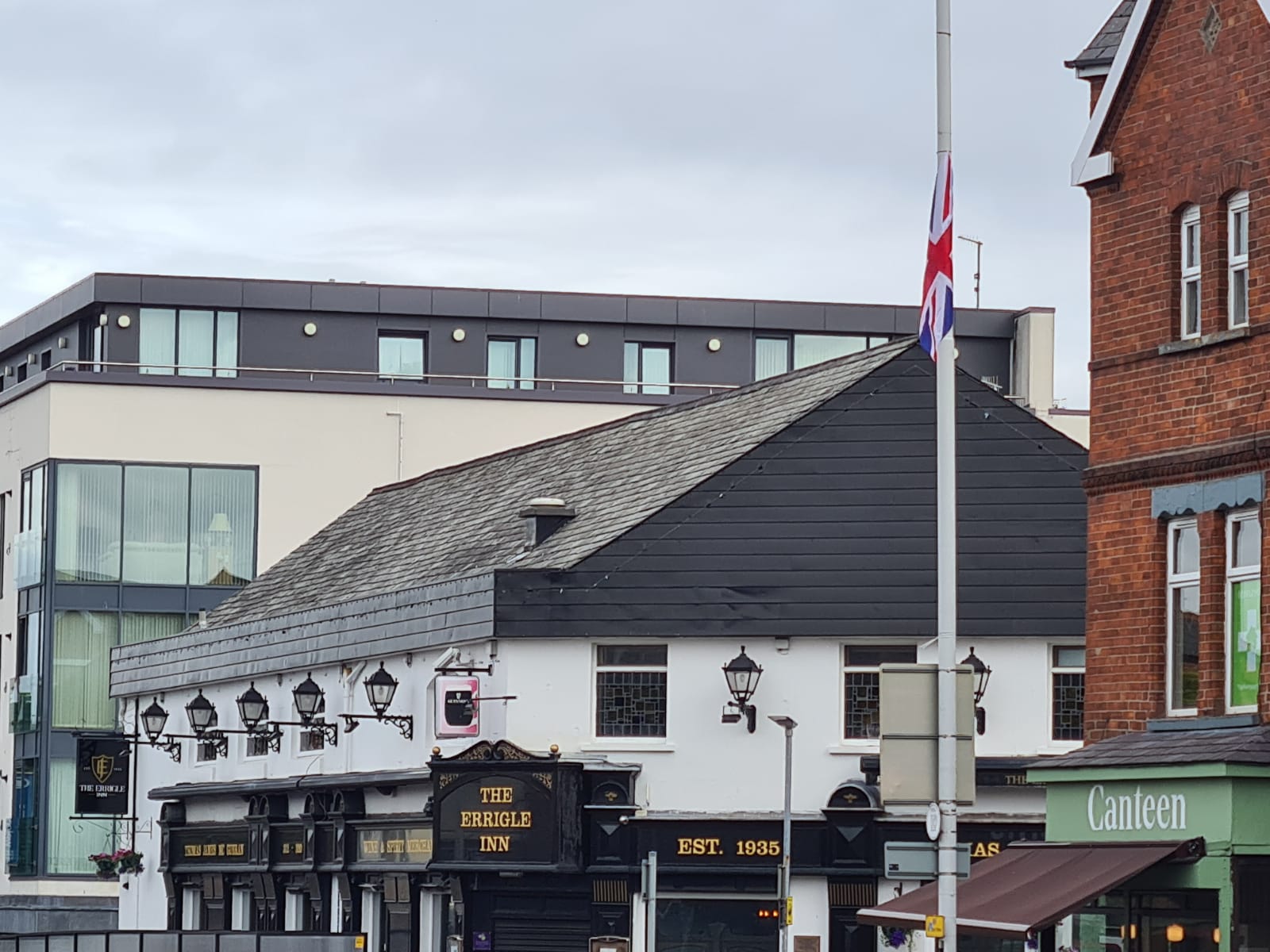 Flags have been erected on the Ormeau Road