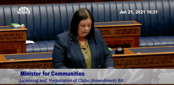 Communities Minister Deirdre Hargey speaking at Stormont